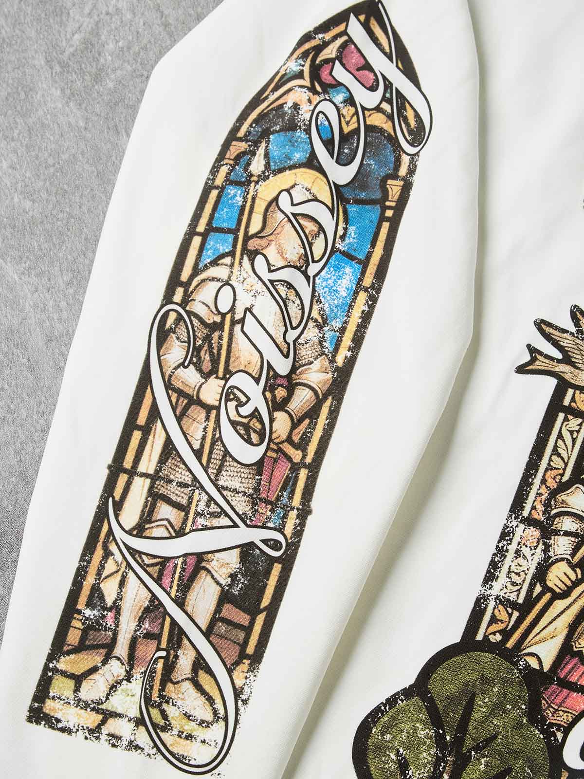 NOISSEY "Slay Your Dragon" White Long-Sleeve - Stained Glass Graphic