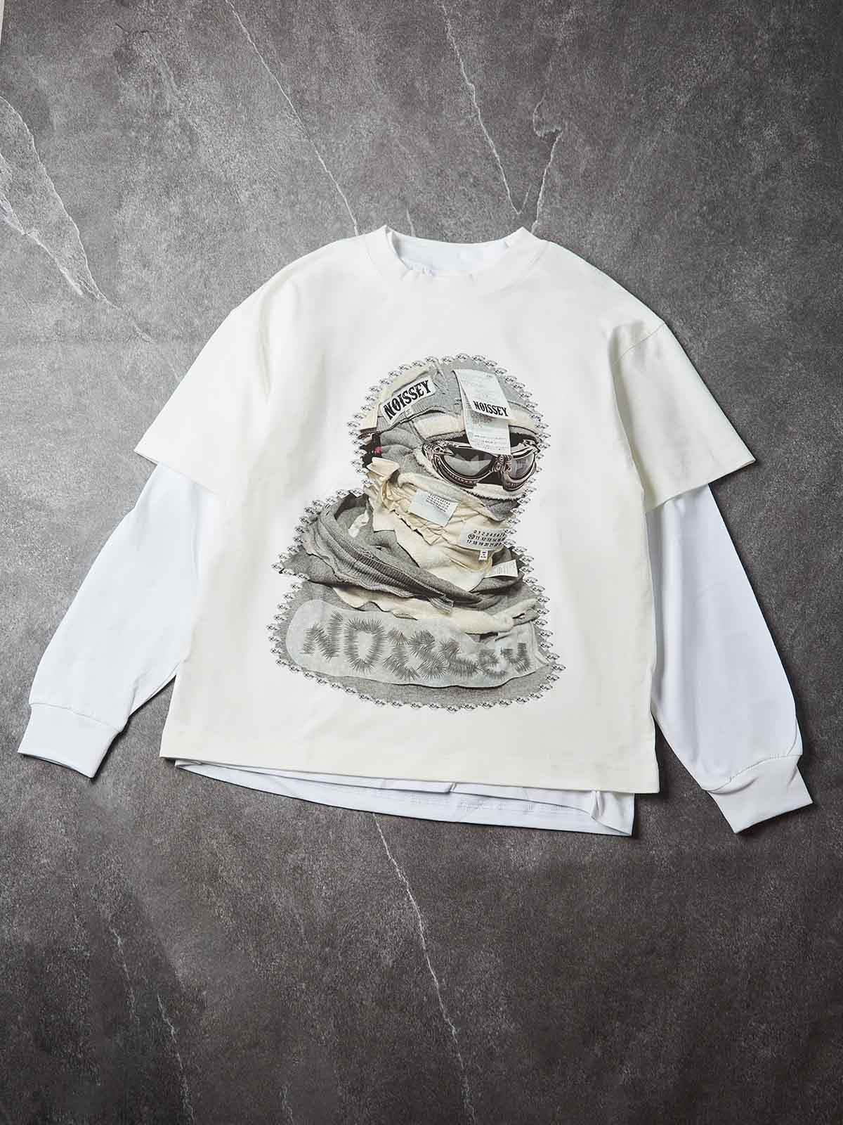 Shattered Collage Masked White long sleeve set