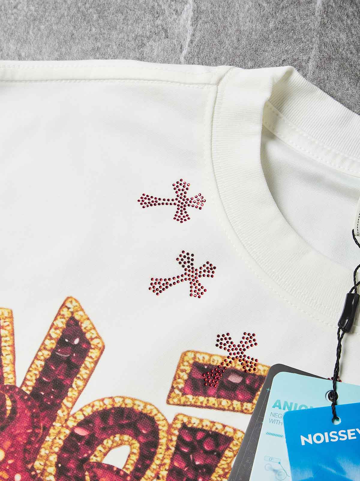 NOISSEY "They Doubted Me" Iced-Out Character Graphic Long Sleeve - Studio White