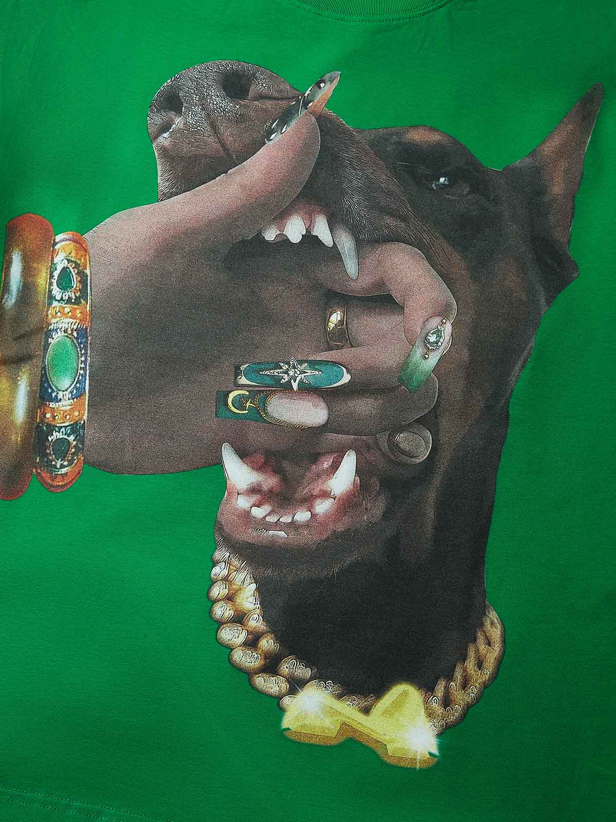 NOISSEY "Cyber Doberman" Double-Sleeve Graphic Sweatshirt - Vibrant Green