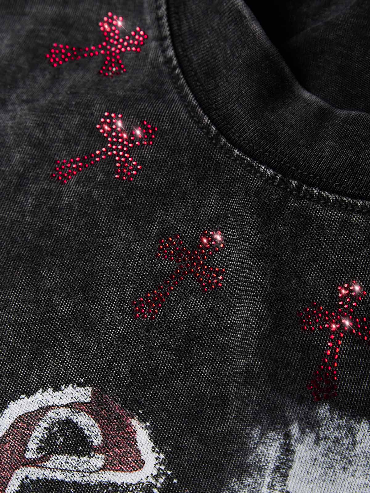 NOISSEY "He Bore Our Sins" Graphic Tee - Vintage Acid Wash Black