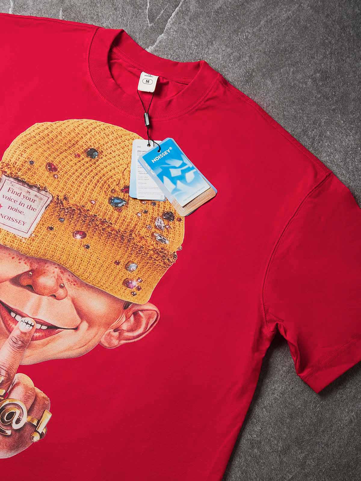 NOISSEY "Find Your Voice" Cartoon Graphic Tee - Vibrant Street Red
