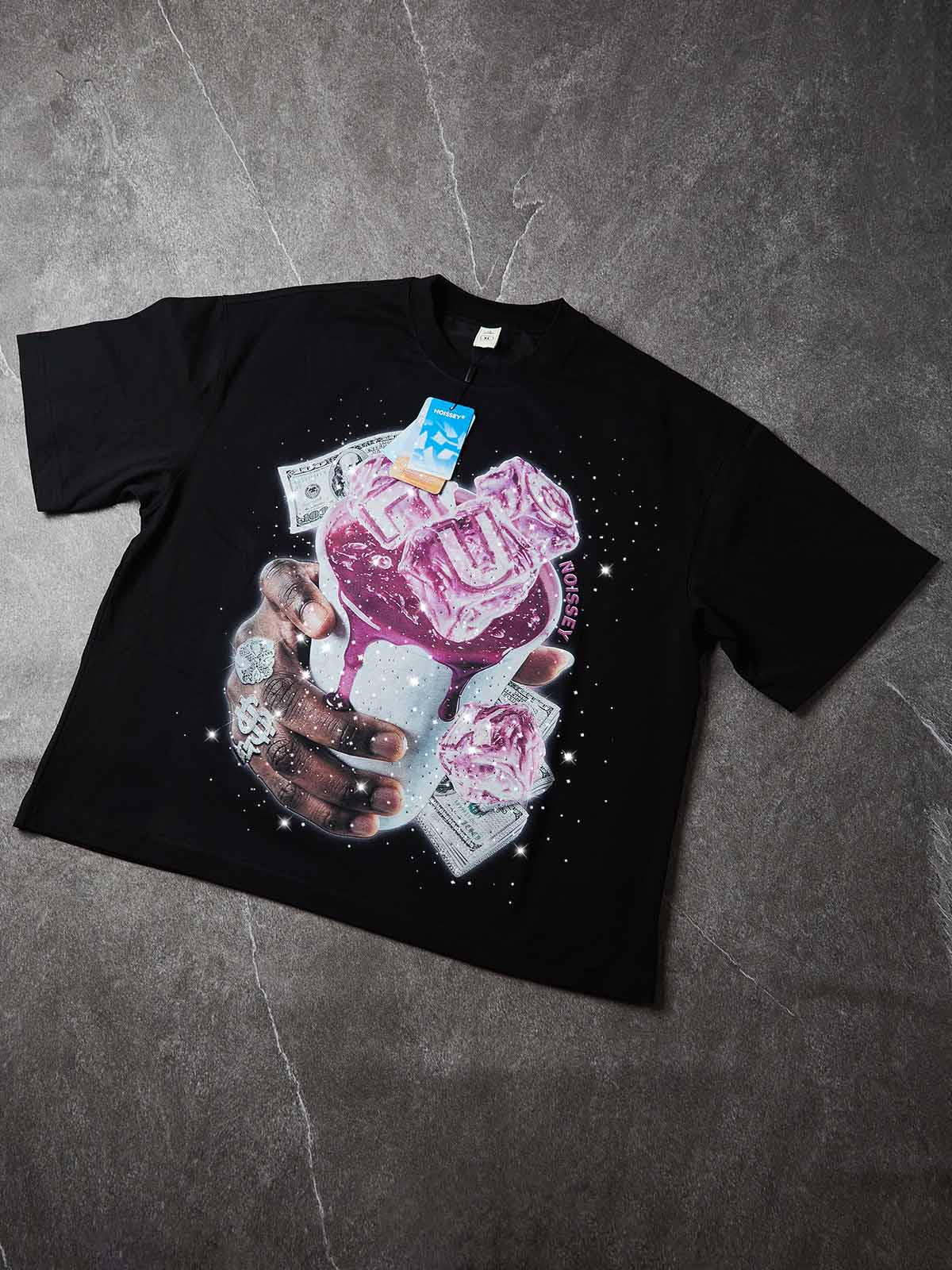 NOISSEY "Frozen Cash" Double Cup Ice-Block Money Graphic Boxy Tee