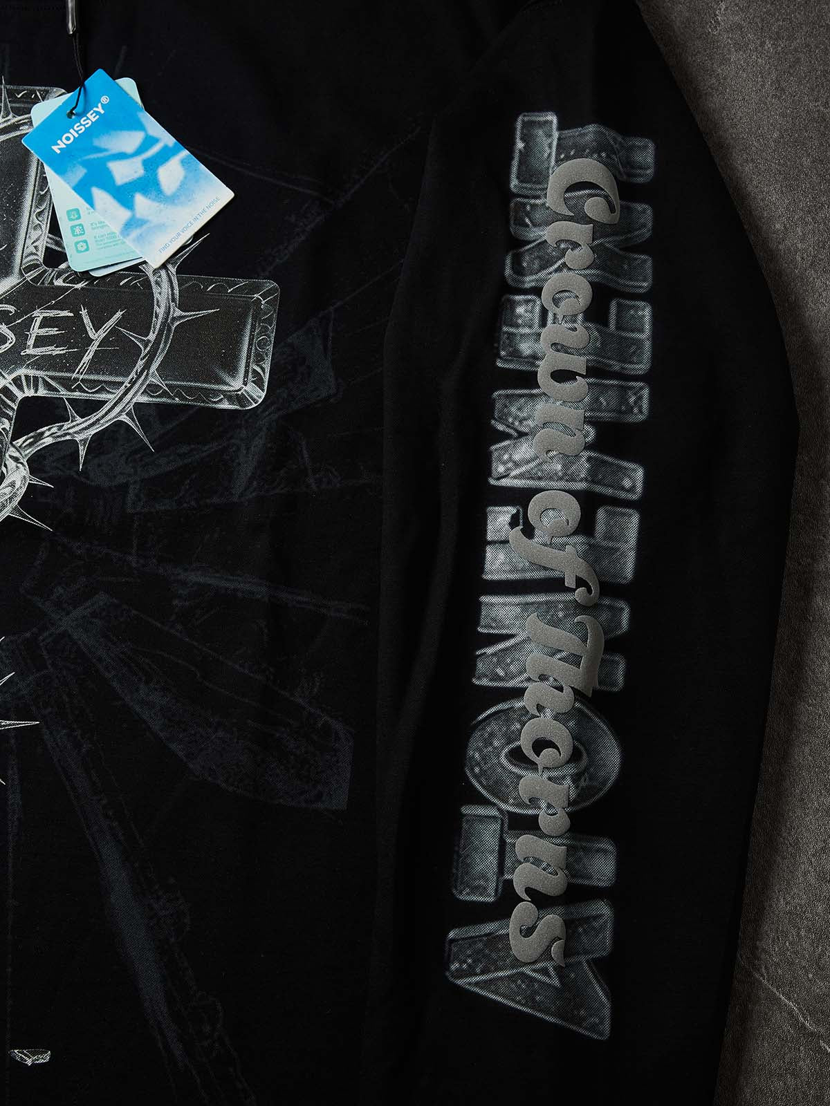 NOISSEY "Glass Cross" Heavyweight Long Sleeve - Cyber Gothic Black