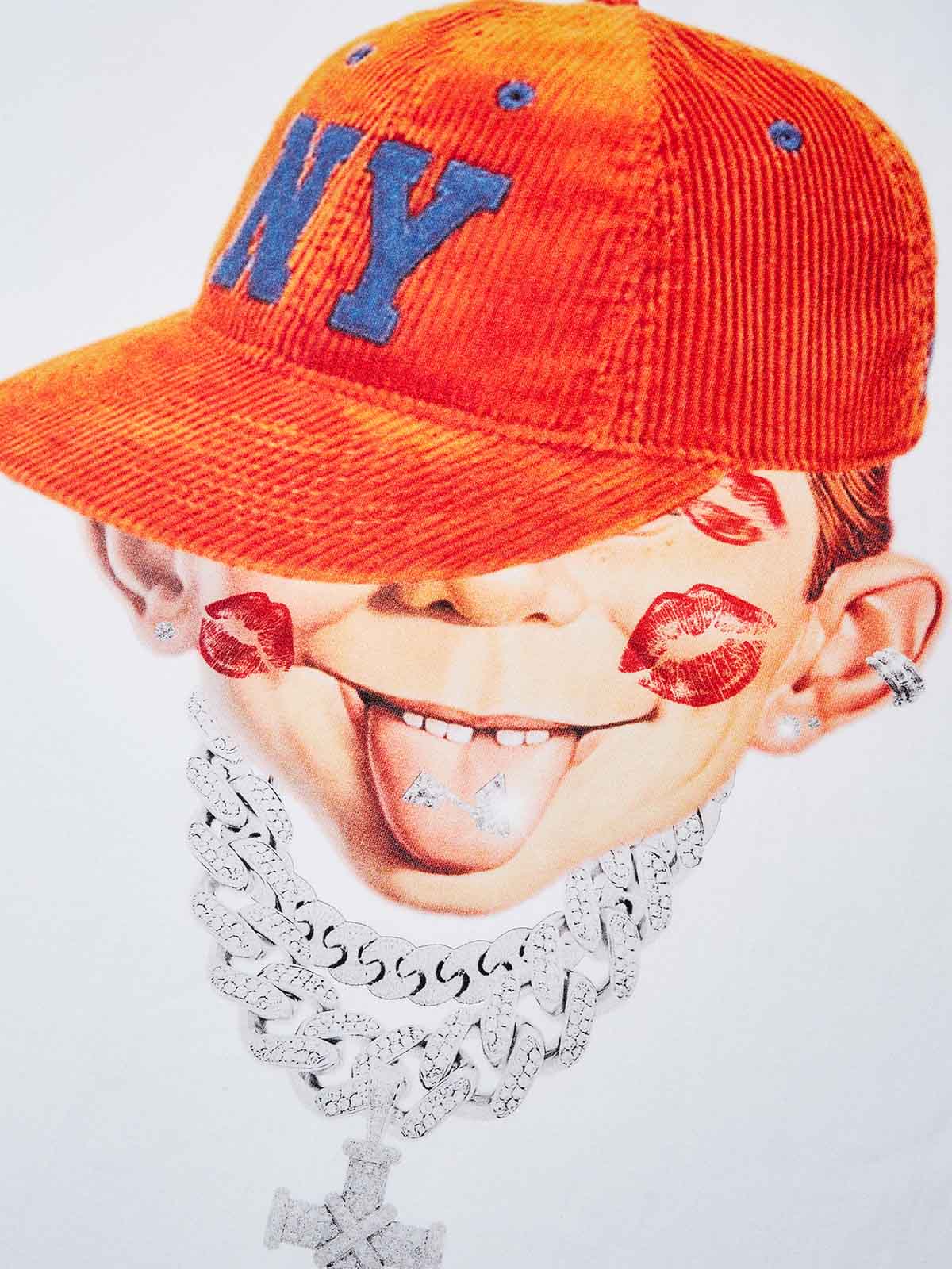 Bad Boy Peaked Cap & Diamond Necklace Print T-Shirt