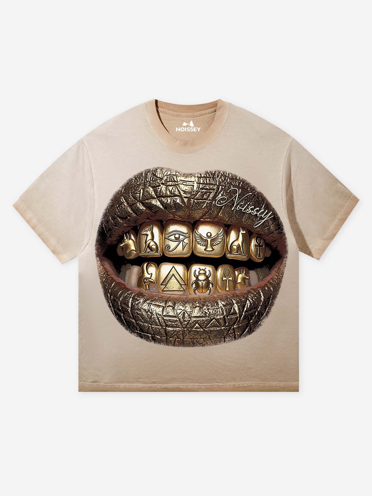 NOISSEY "Hieroglyphic Grillz" Lip Graphic Tee - Vintage Washed Sand