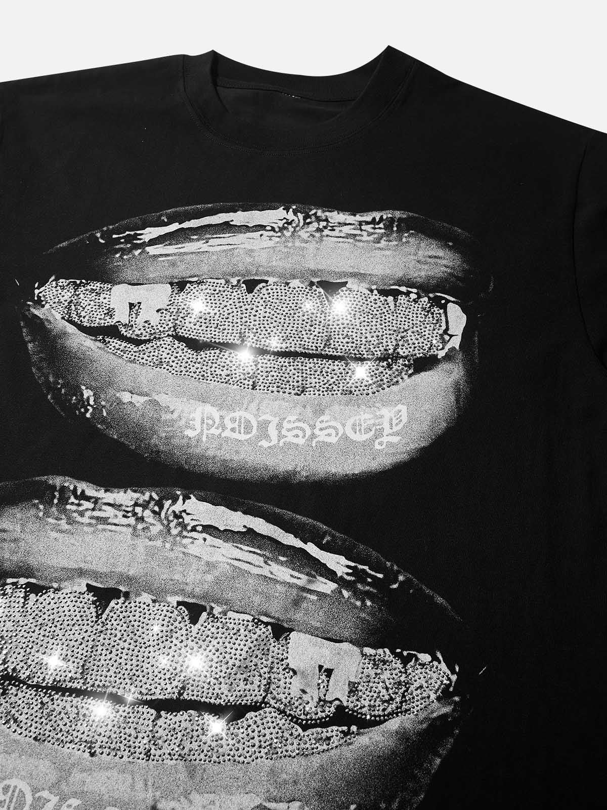 3D Rhinestone Grillz Tee | Authentic "Iced Out" Crystal Detail | NOISSEY