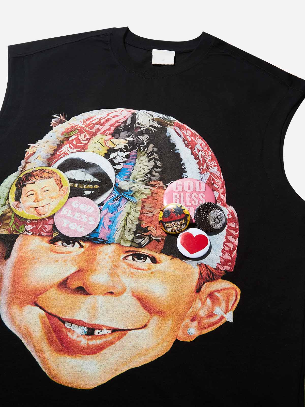 DIY Bad Boy with Knitted Cap Print Tank Top