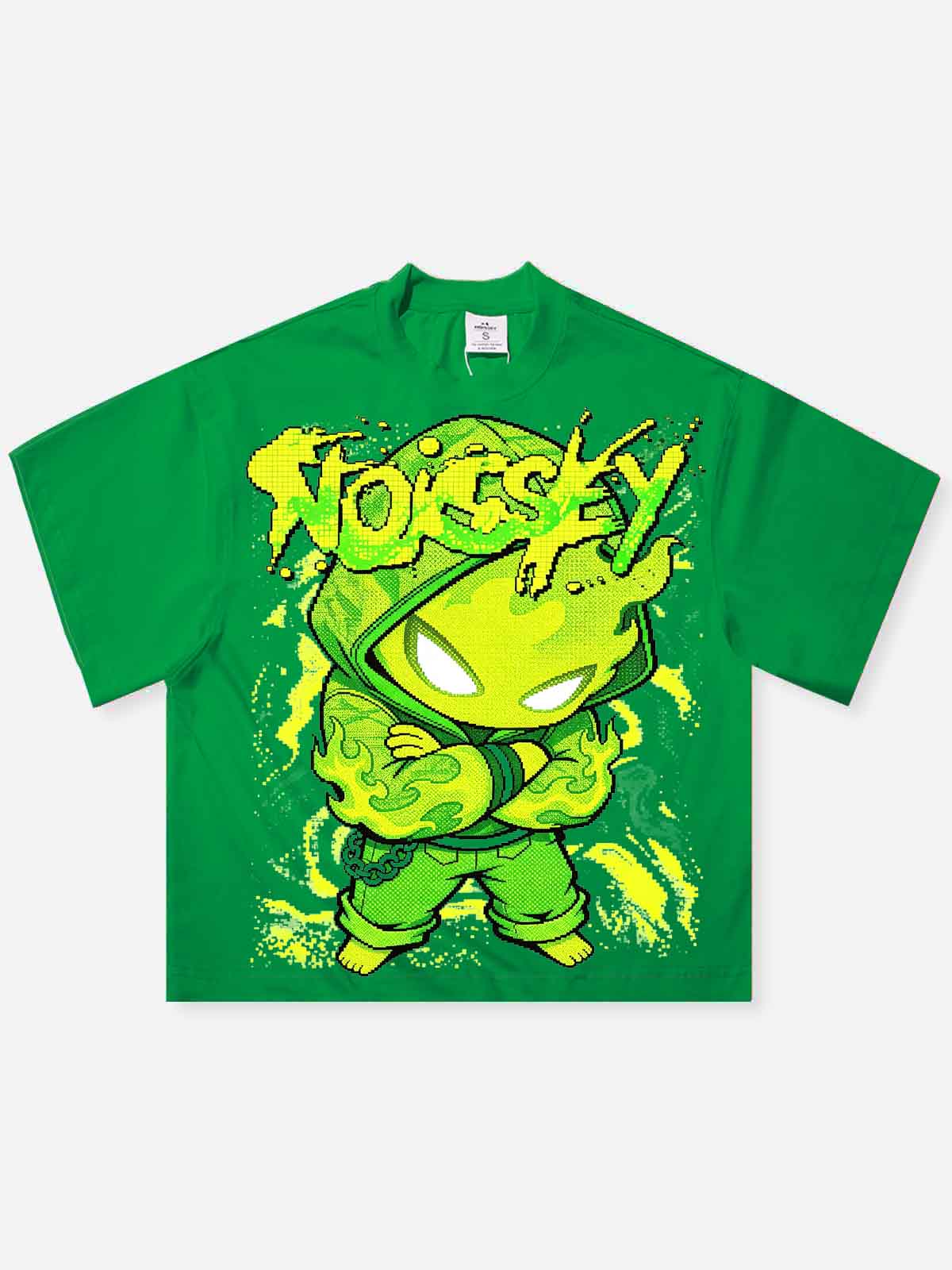 NOISSEY "Cyber Spark" Green Tee - Boxy Graffiti T-Shirt