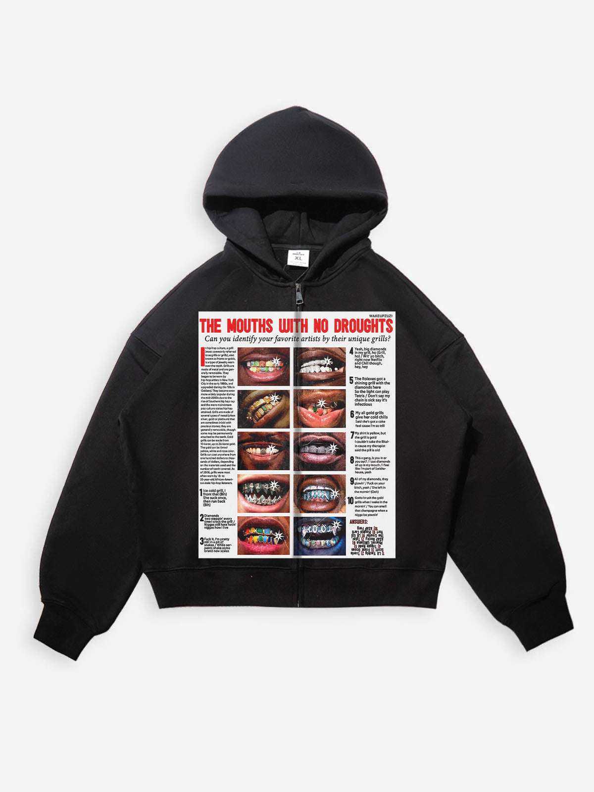Magazine-style Black Print Boxy Hoodie