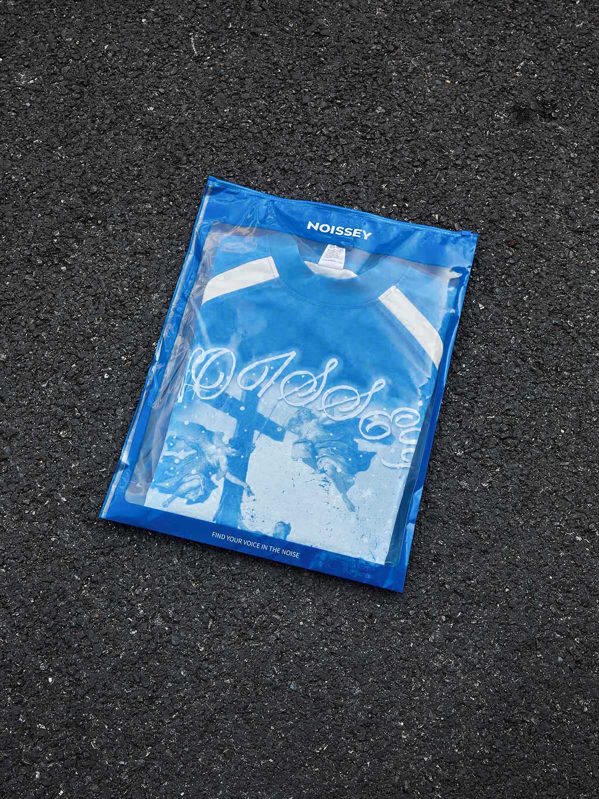 "TRUST GOD’S PLAN" CYANOTYPE SHIMMER TEE – VINTAGE BLUE OVERSIZED STREETWEAR