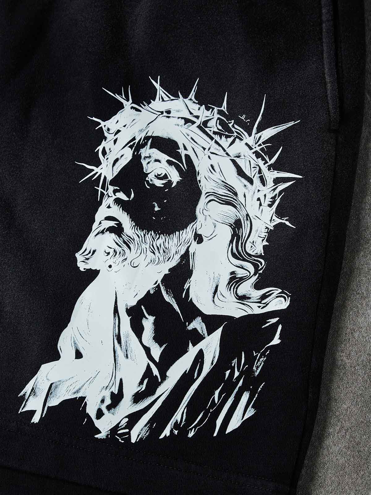 NOISSEY "GOD BLESS" RELIGIOUS JESUS PORTRAIT GRAPHIC SWEATPANTS
