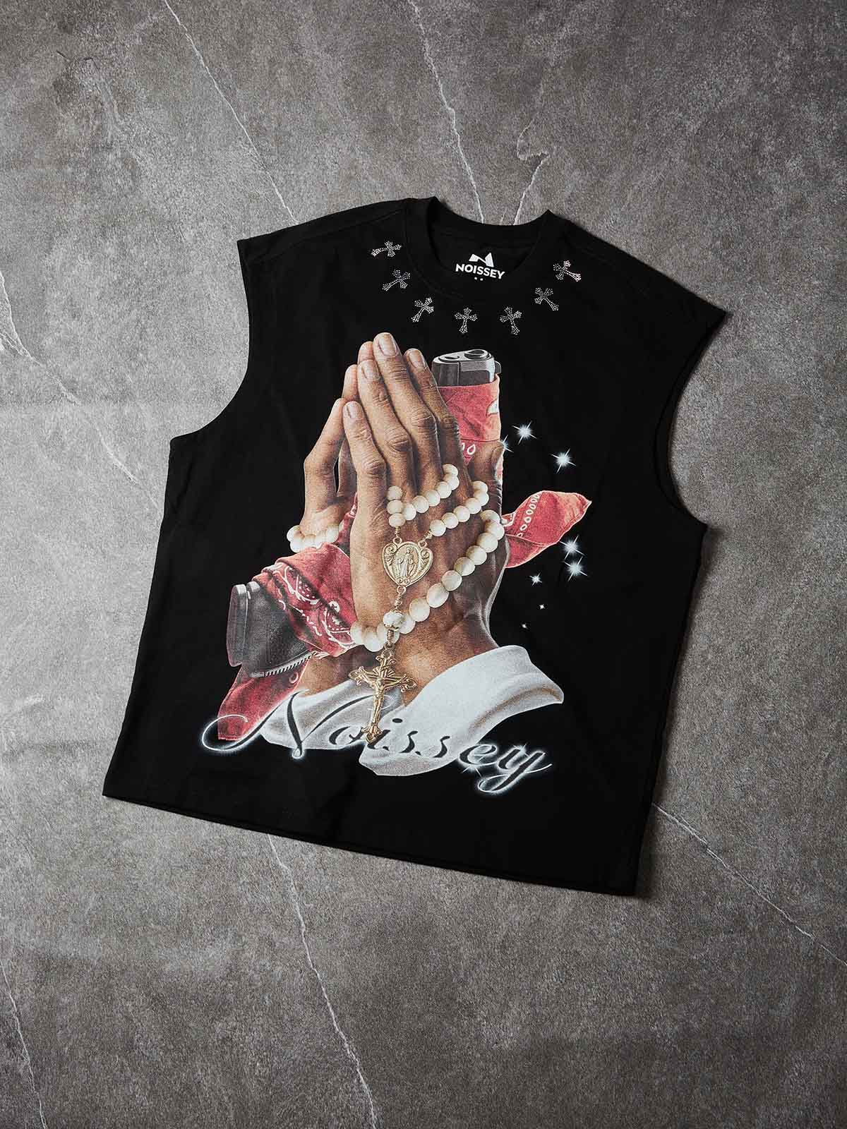 NOISSEY SACRED PRAYER ART PRINT OVERSIZED TANK TOP