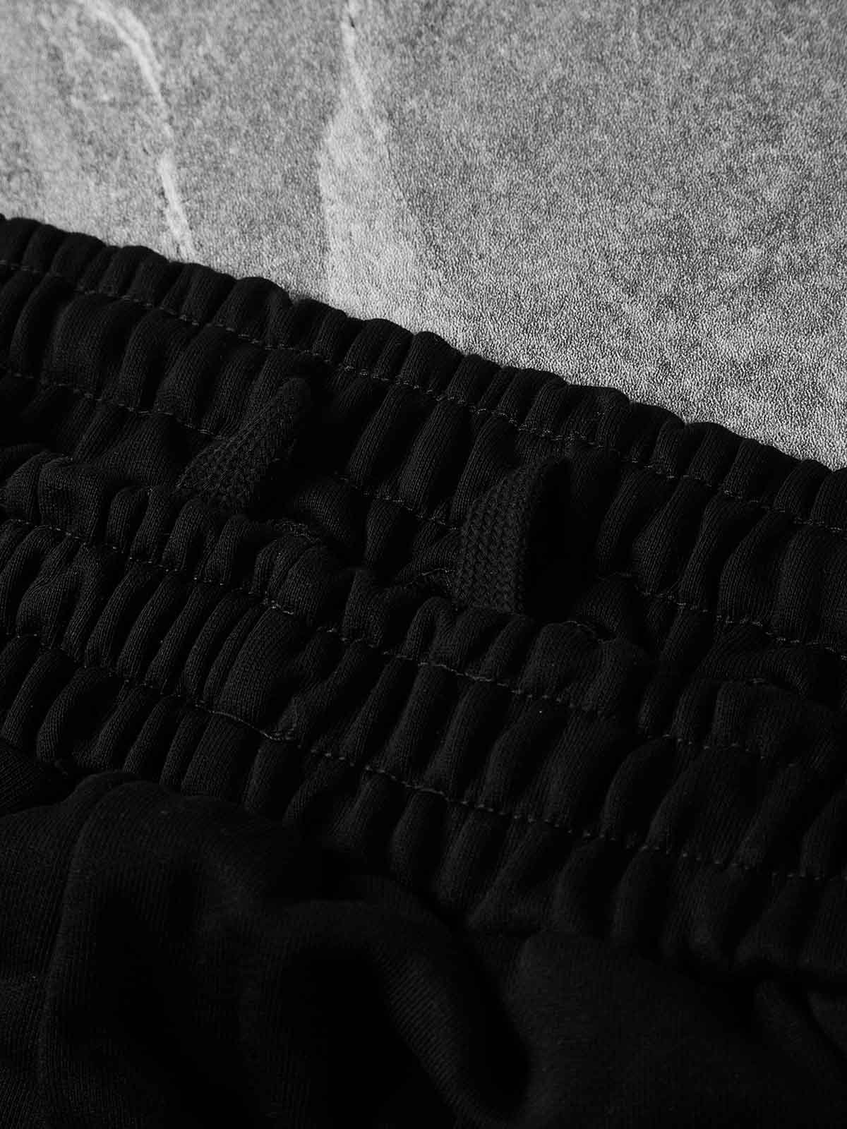NOISSEY "VENOM-FLAME" Green Artwork Wide-Leg Shorts - Onyx Black Heavyweight Shorts