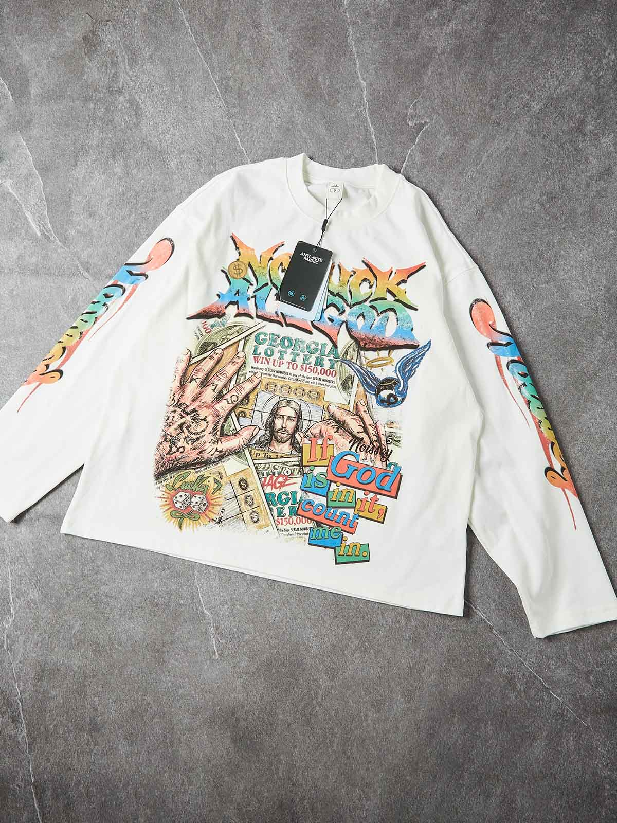 NOISSEY "NO LUCK ALL GOD" GRAFFITI ARTWORK SWEATSHIRT
