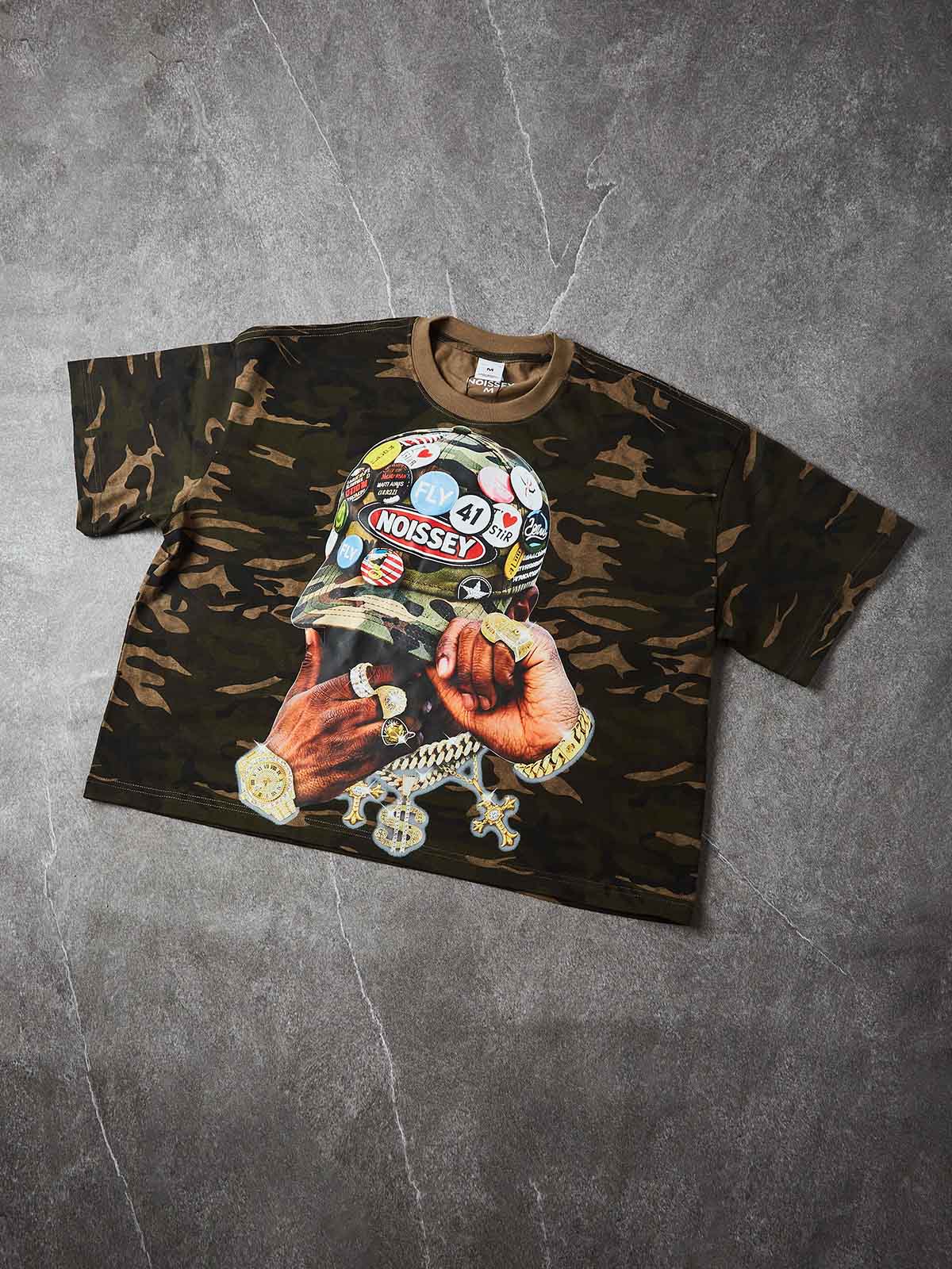 NOISSEY "PATCHWORK CAMO CAP" ARTISTIC OVERSIZED TEE