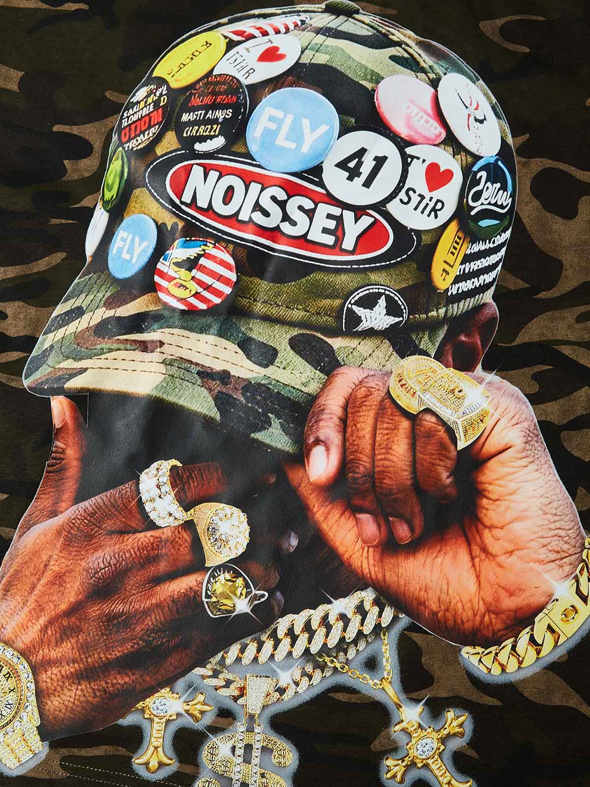 NOISSEY "PATCHWORK CAMO CAP" ARTISTIC OVERSIZED TEE