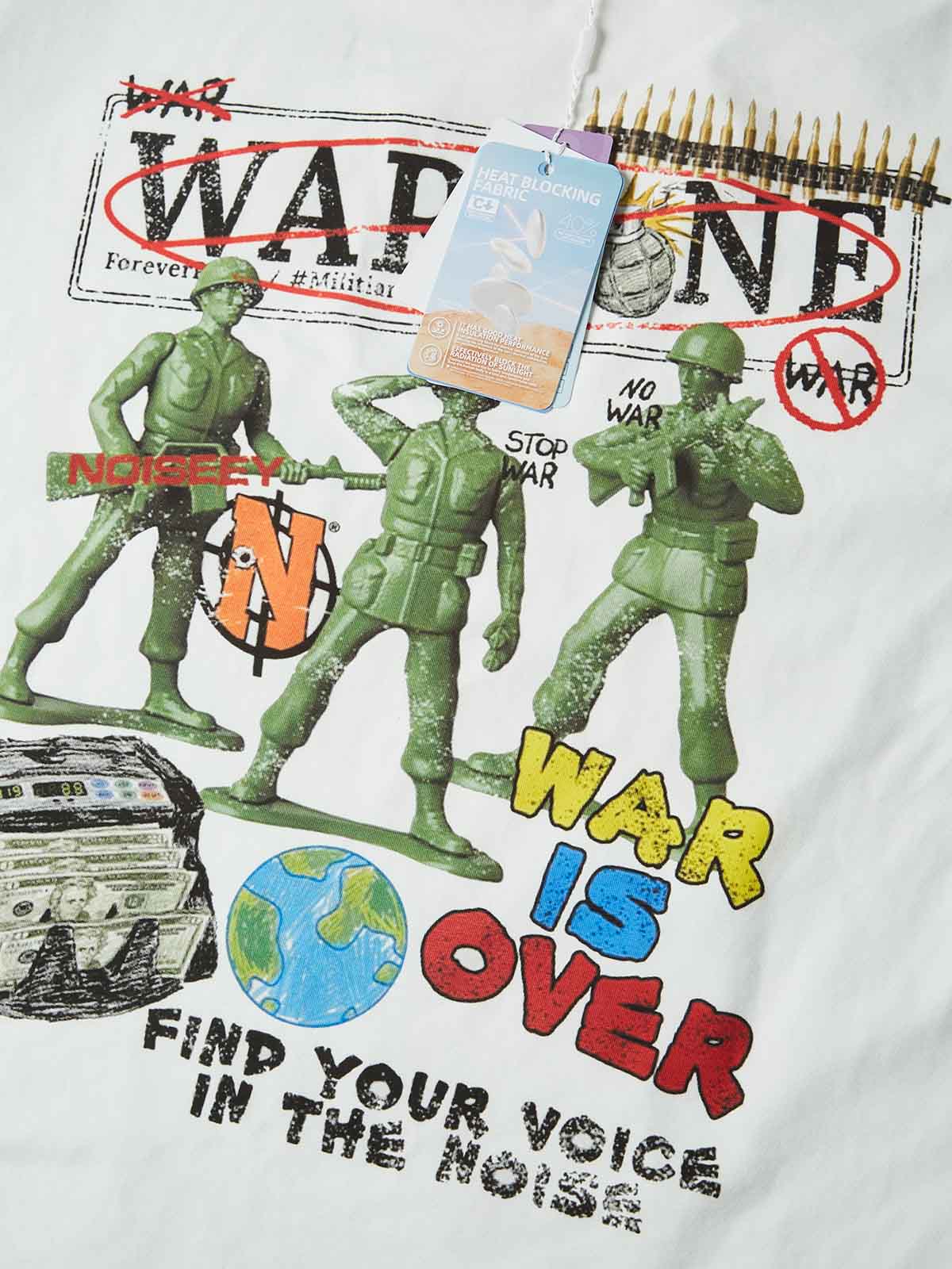 NOISSEY "WAR IS OVER" Graphic Graffiti Collage Art Oversized T-Shirt