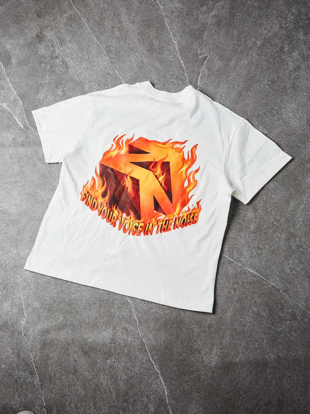 NOISSEY "Flame Core" Logo Heavyweight Tee - Pure White