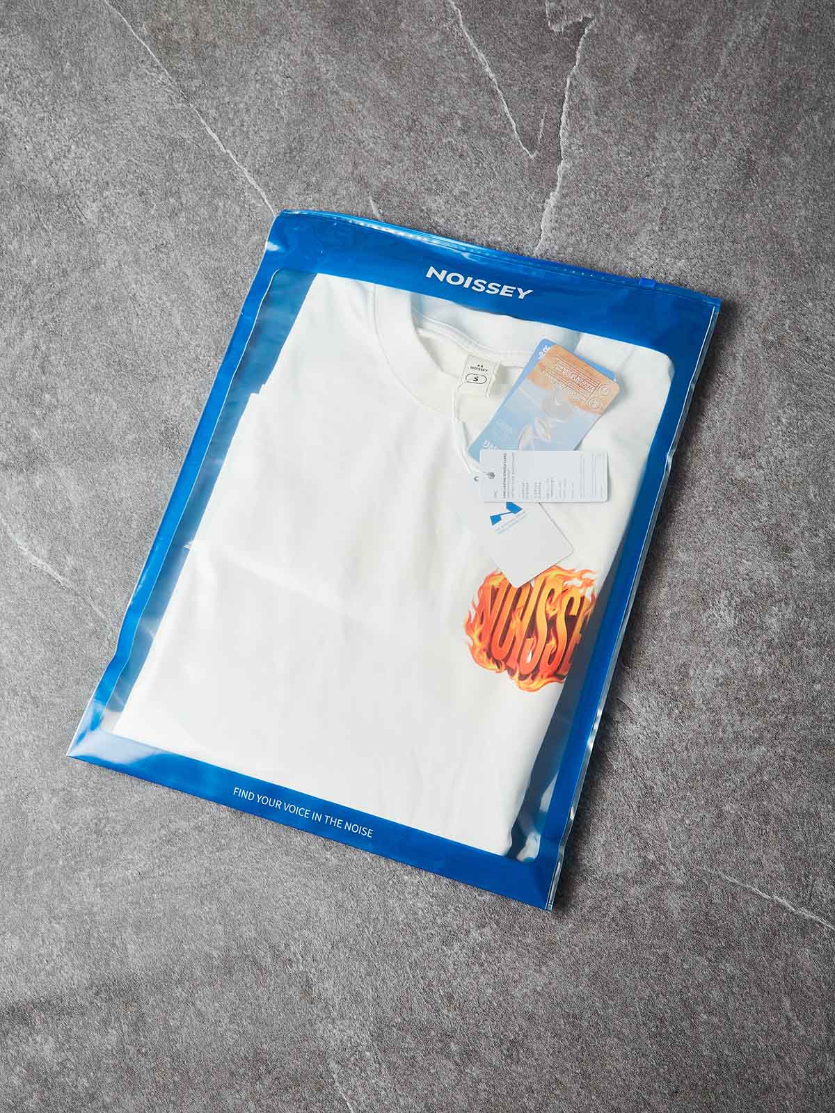 NOISSEY "Flame Core" Logo Heavyweight Tee - Pure White