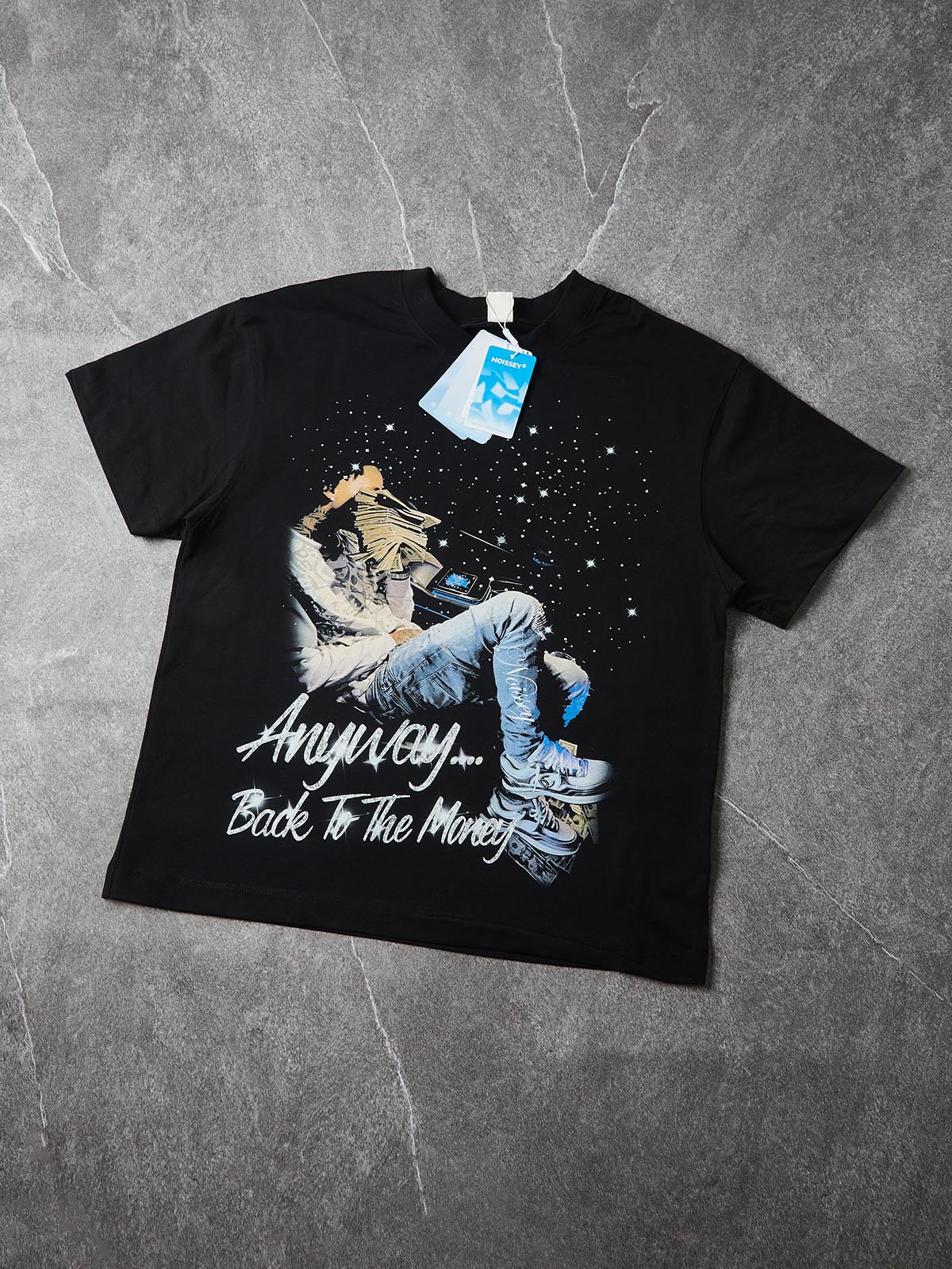 NOISSEY "Starry Reverie" Starlight Graphic Little Oversize Tee - Pitch Black