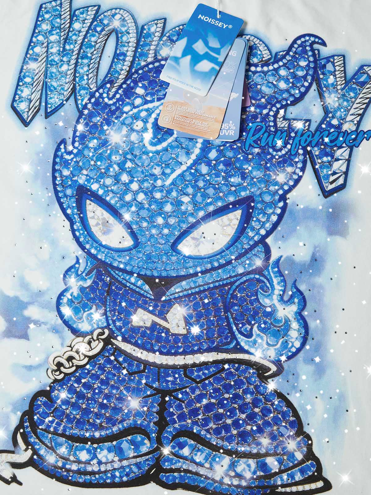 NOISSEY "BLUE ICE FLAME" ICED-OUT CHARACTER ART HEAVYWEIGHT T-SHIRT