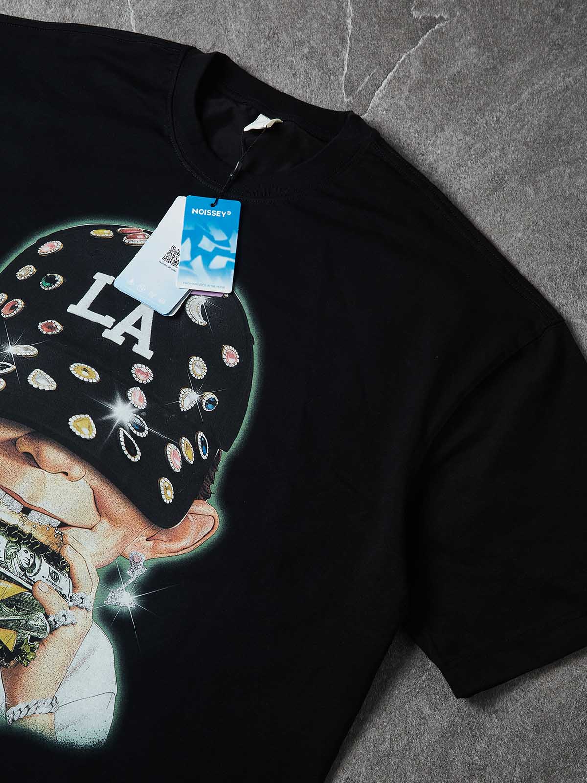 NOISSEY "MONEY BURGER" Glitter Boy Art Print Heavyweight T-Shirt - Pitch Black