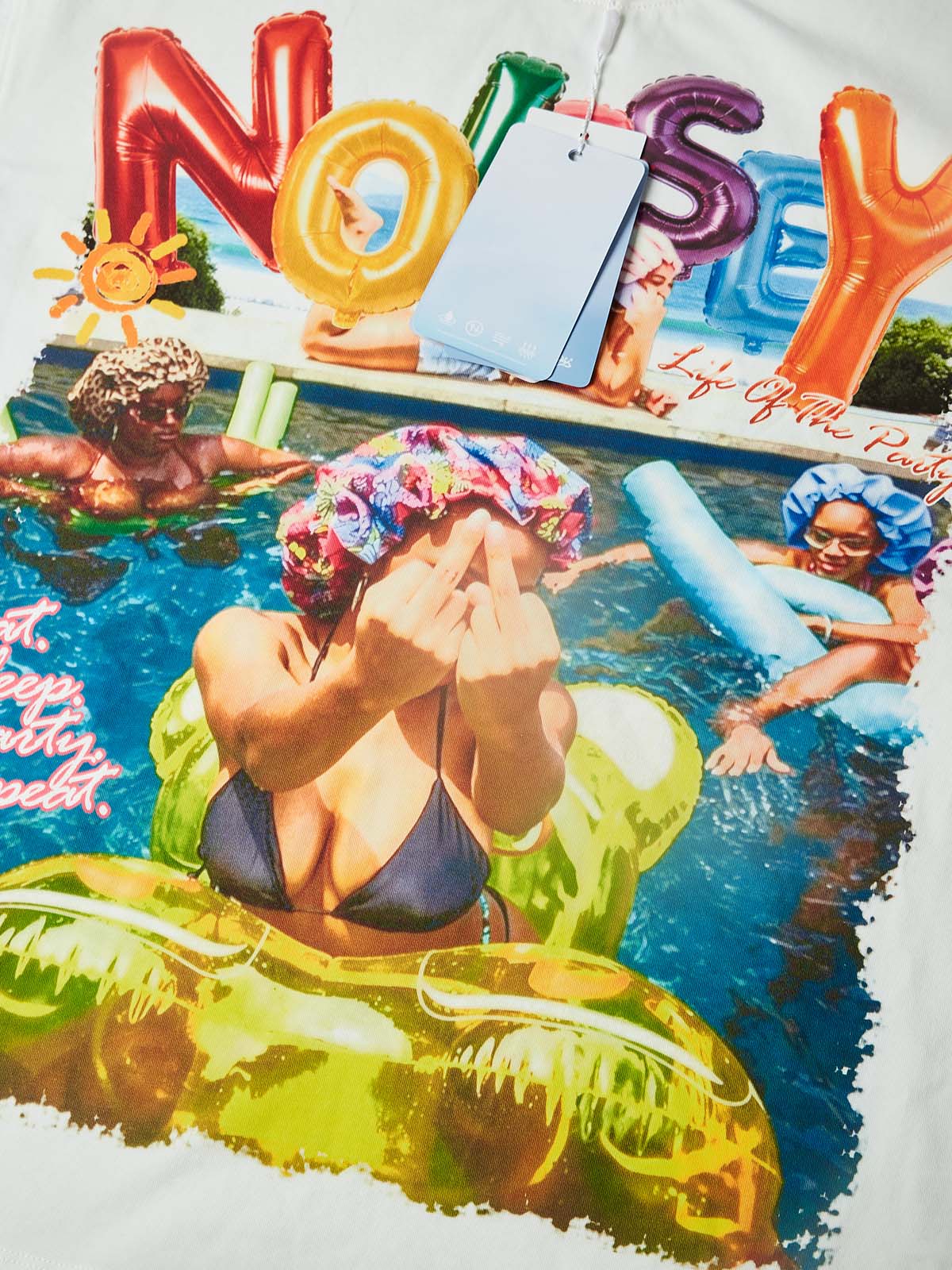 NOISSEY "Pool Side Mania" Retro Graphic Oversized Tee