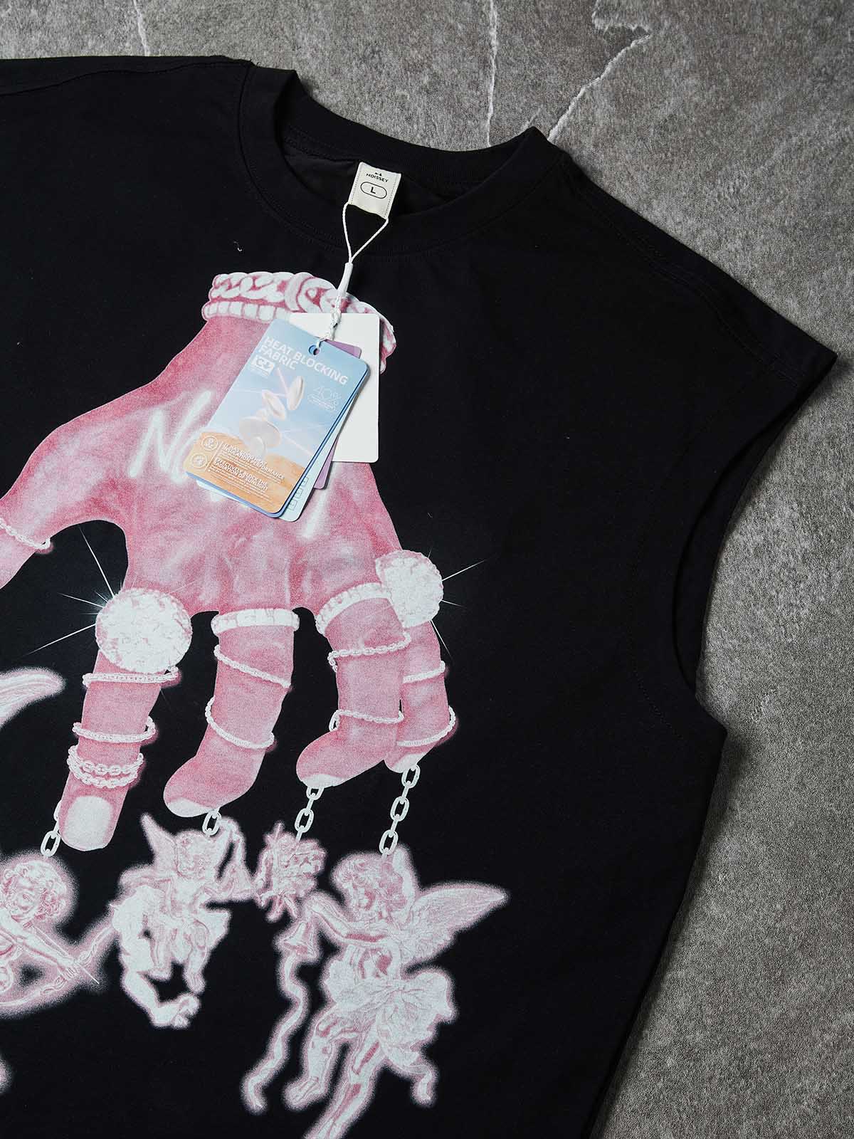 NOISSEY "Hand of Seraph" Pink Neon Tank Top - Onyx Black