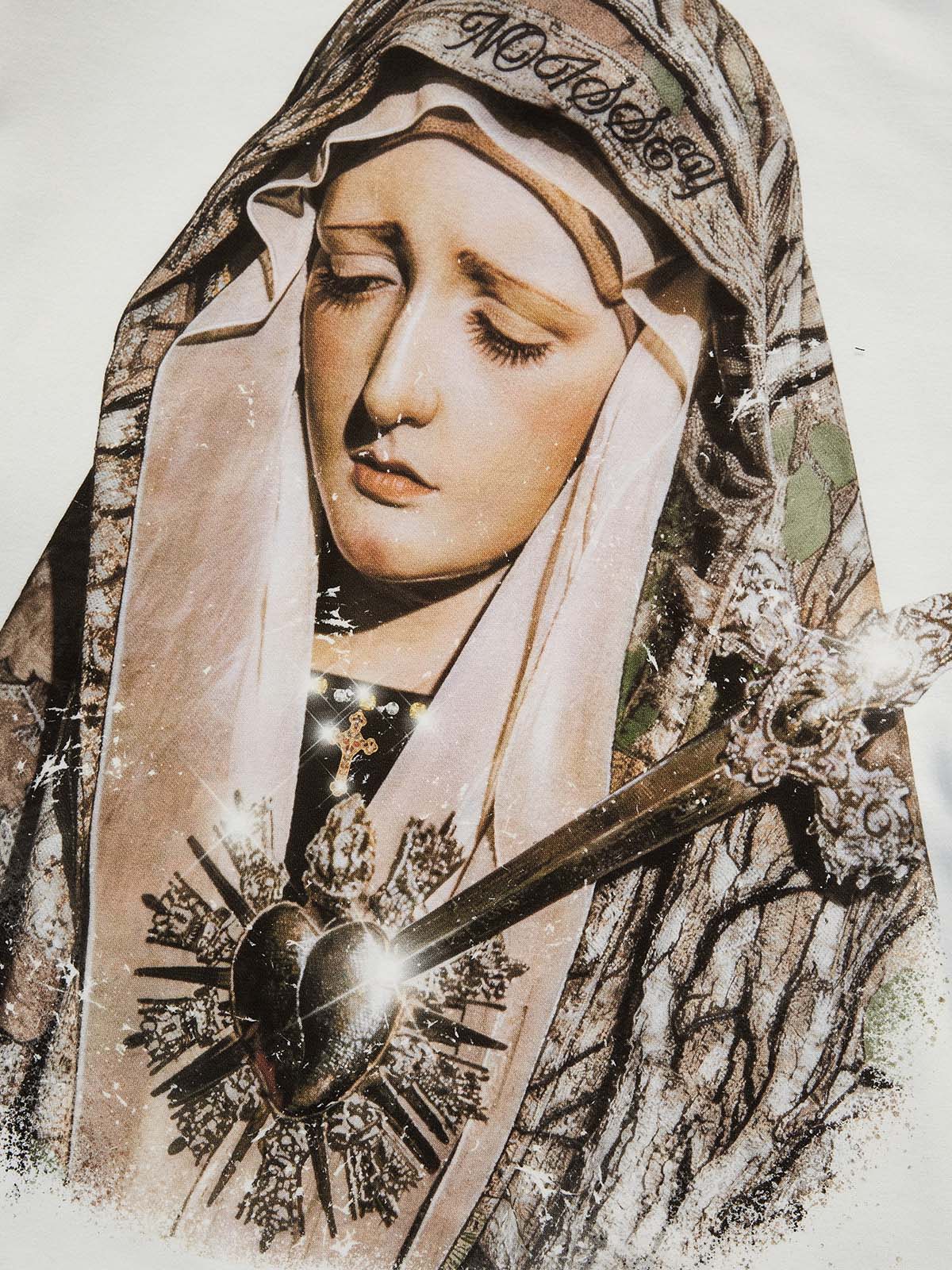 Tree Pattern Headscarf Madonna & Camo Layered Long Sleeve Tee