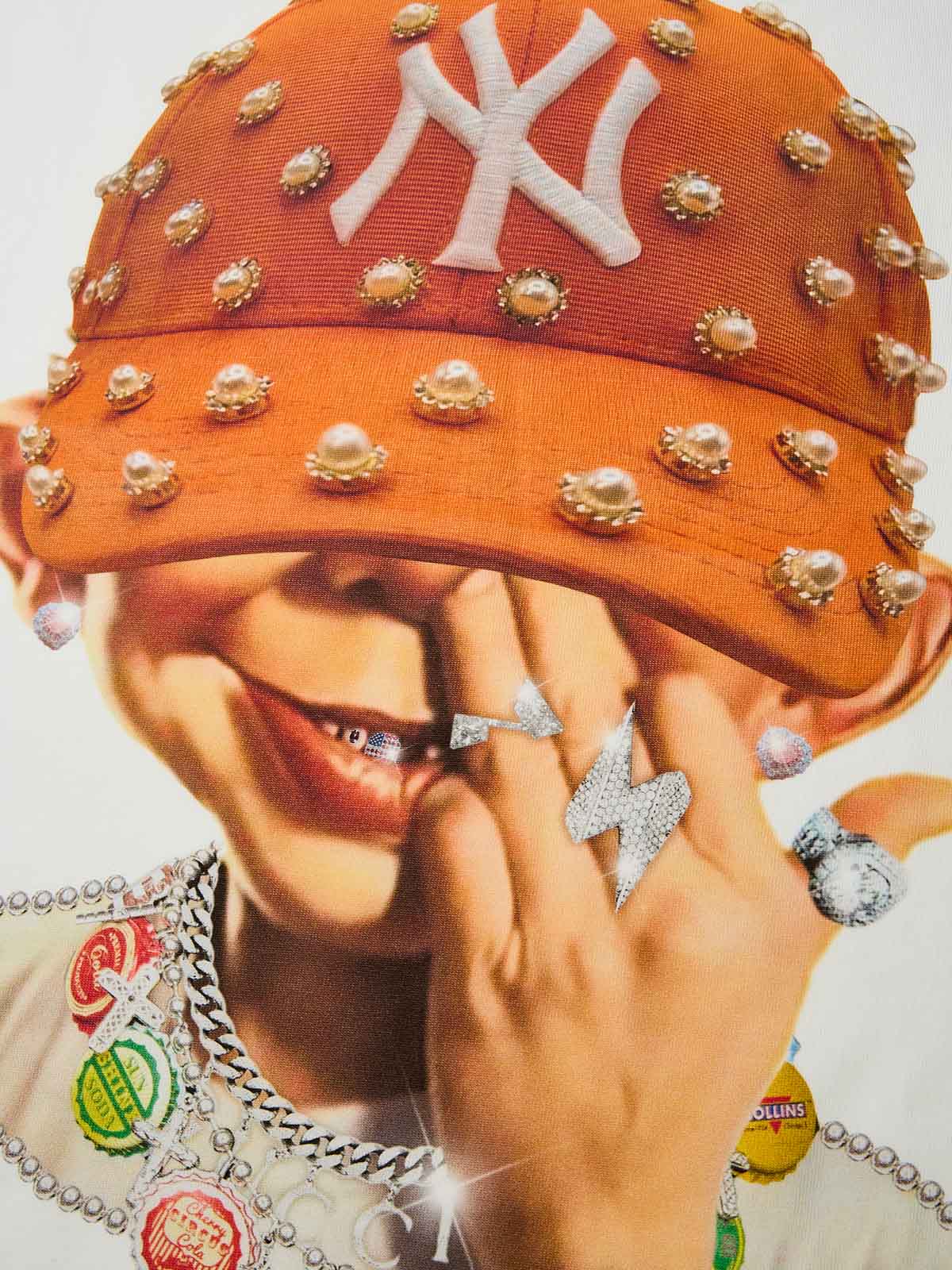 NOISSEY "Bad Boy" Orange Pearl Hat Cooling Boxy Tee