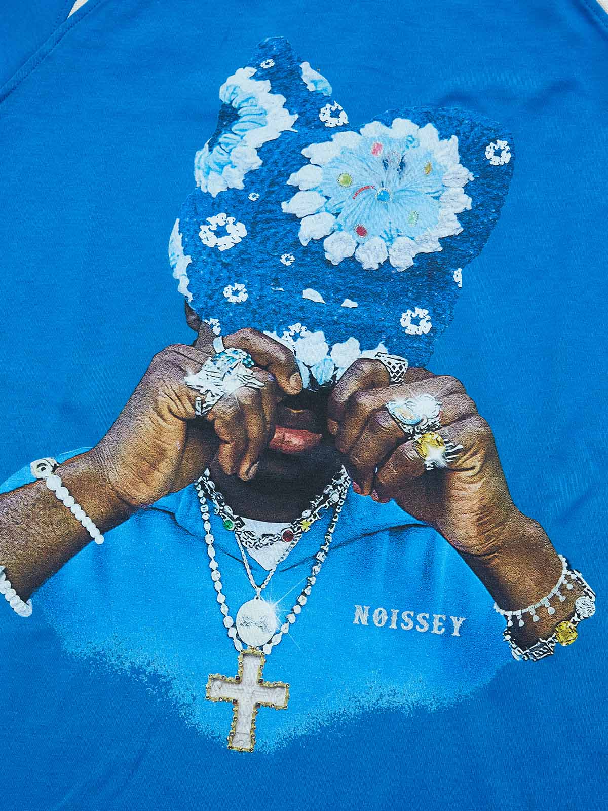 "SAPPHIRE KNIT" PORTRAIT TEE – ELECTRIC BLUE RAGLAN STREETWEAR