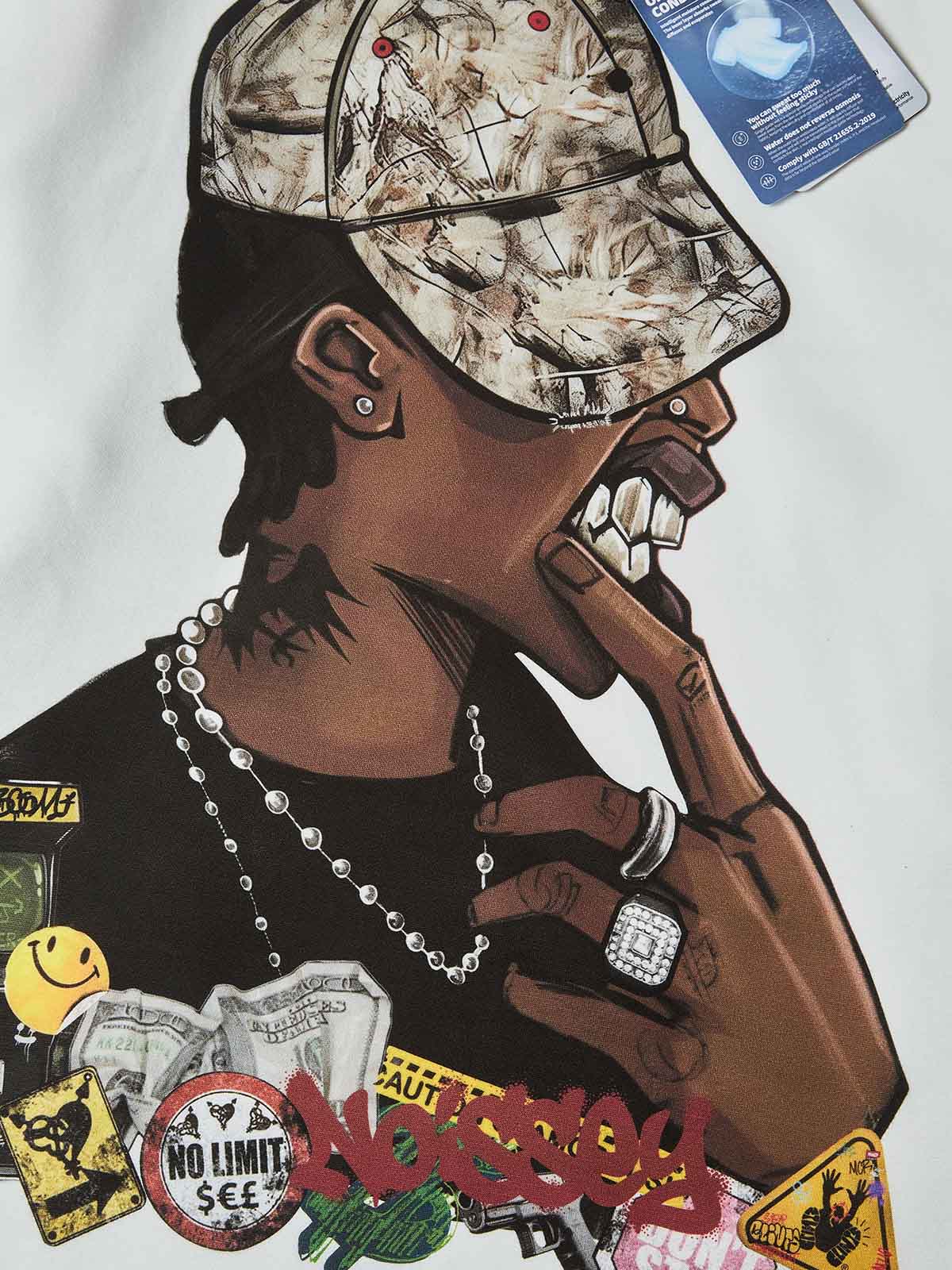 "URBAN CAMO" PORTRAIT PATCHWORK CREWNECK – BONE WHITE OVERSIZED LONG SLEEVE