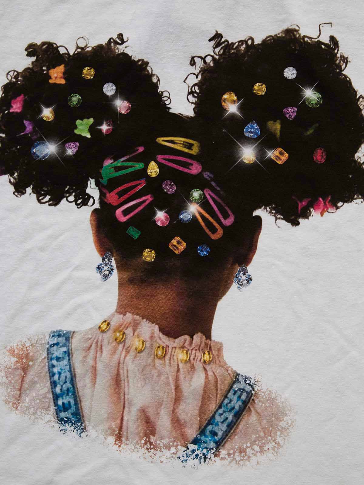 NOISSEY "Afro Puffs" Rhinestone Hairpin Heavyweight Tee (As Seen on Matlock)