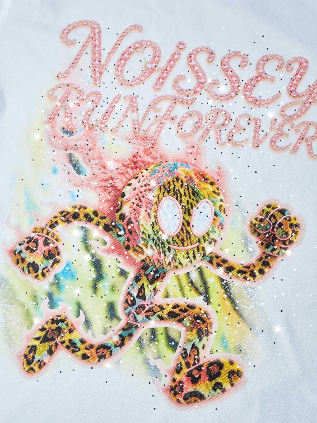 NOISSEY RUN FOREVER - LEOPARD FIREBALL PINK ICED OUT TEE