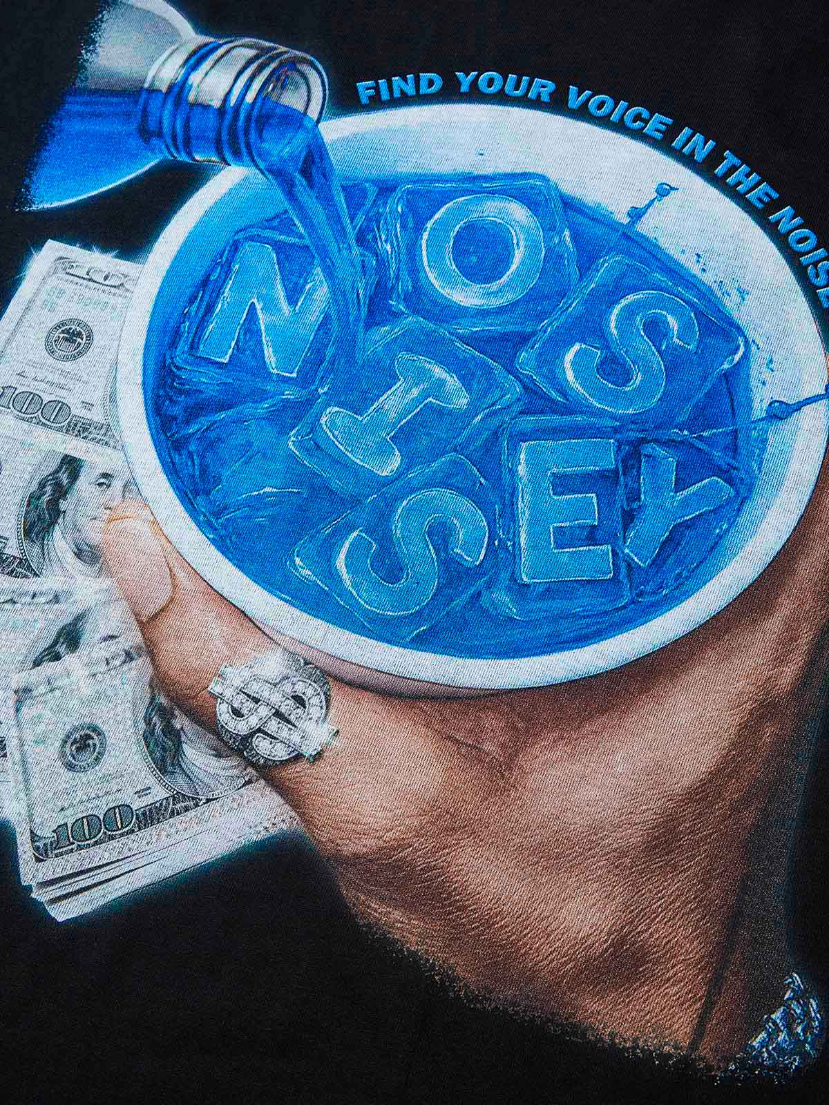 NOISSEY "Cheers to Money" Blue Soup Heavyweight Boxy Tee | Find Your Voice
