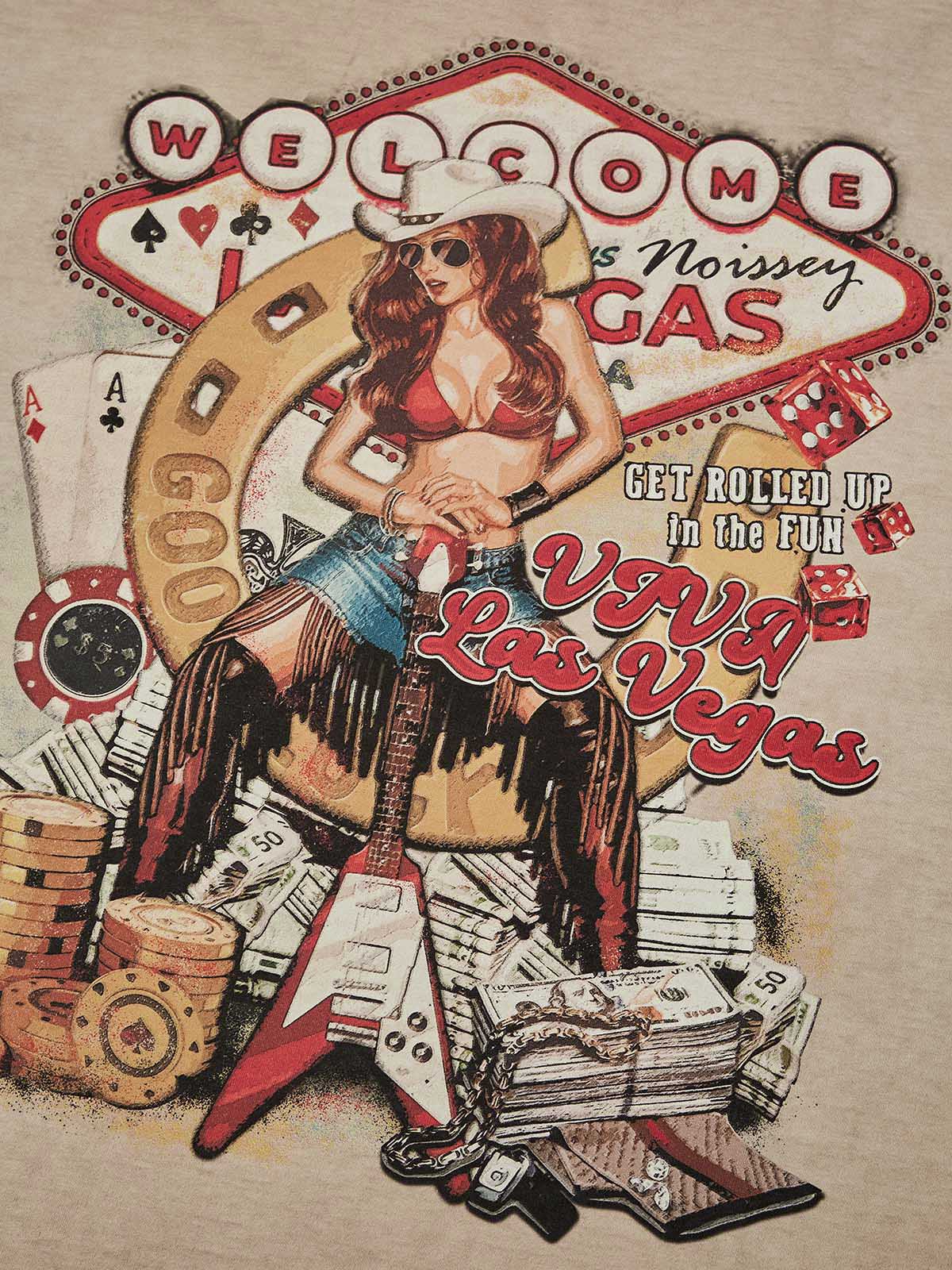 NOISSEY "Viva Las Vegas" Vintage Graphic Tee - Retro Cowgirl & Casino Art Print T-Shirt