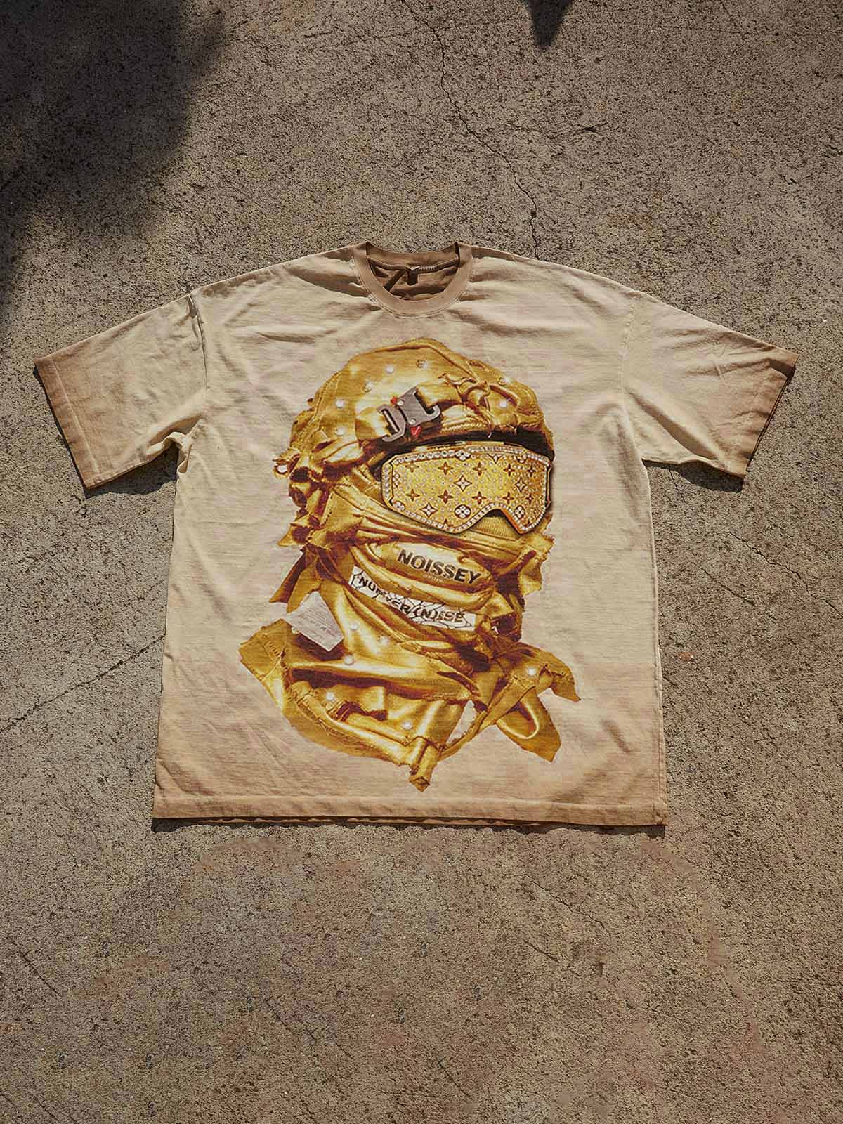NOISSEY "Gold Standard" Avant-Garde Balaclava Streetwear Graphic T-Shirt