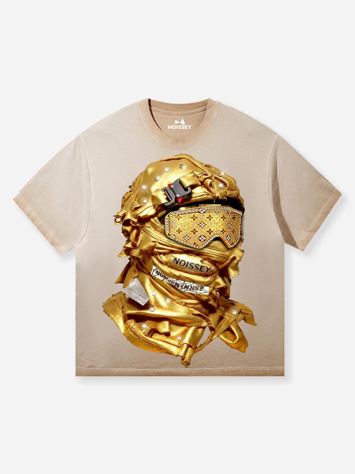 NOISSEY "Gold Standard" Avant-Garde Balaclava Streetwear Graphic T-Shirt