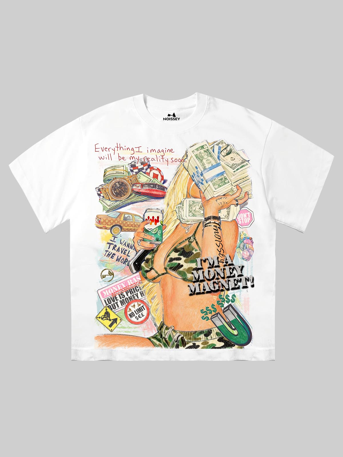Noissey "Money Magnet" Graphic Tee – Y2K Streetwear Graffiti Art T-Shirt