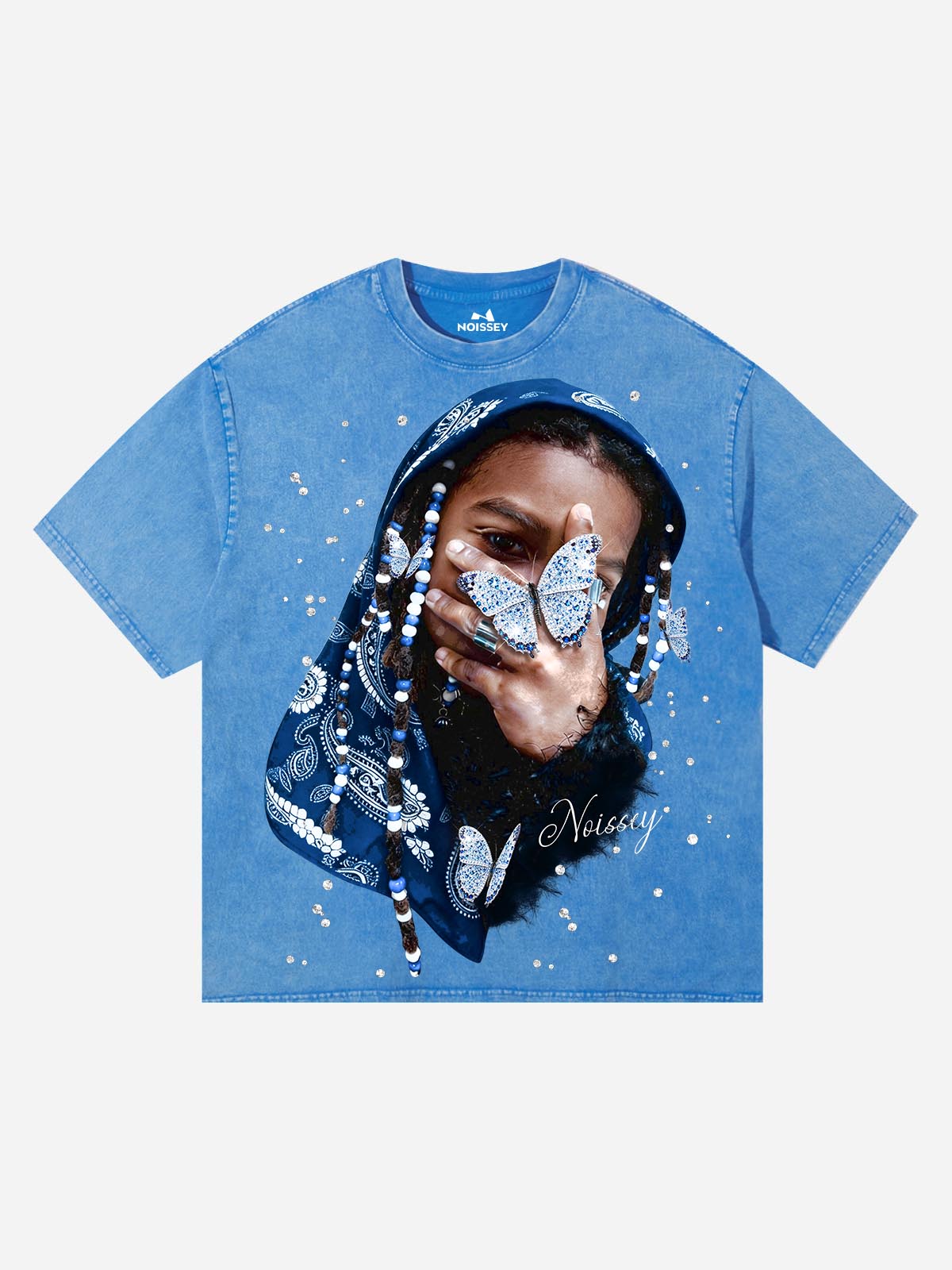 NOISSEY Child with Paisley Bandana Washed Art Print Oversized Graphic T-shirt