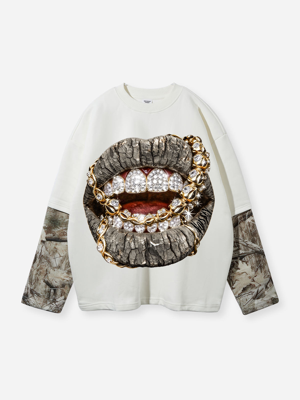 NOISSEY GOLD CHAIN GRILLS - ICED OUT TREE CAMO LONG SLEEVE