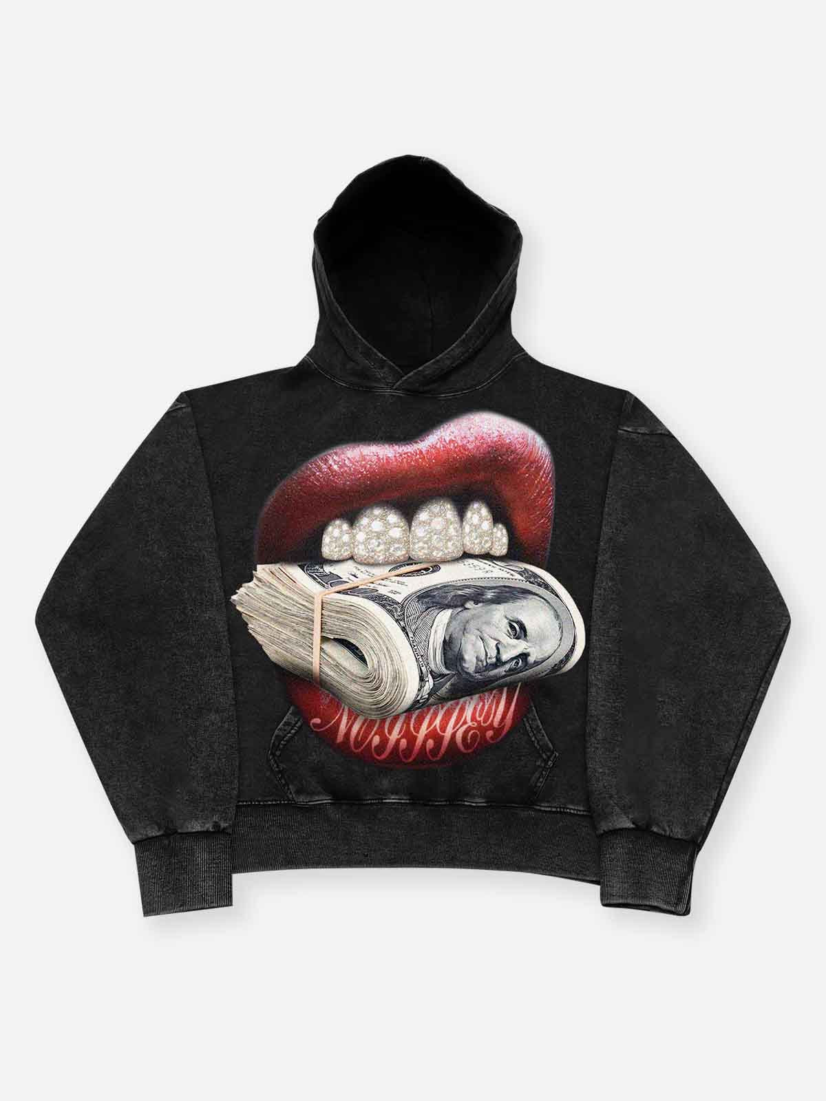 NOISSEY "MONEY BITE" ICED OUT GRILLS PREMIUM STREETWEAR HOODIE