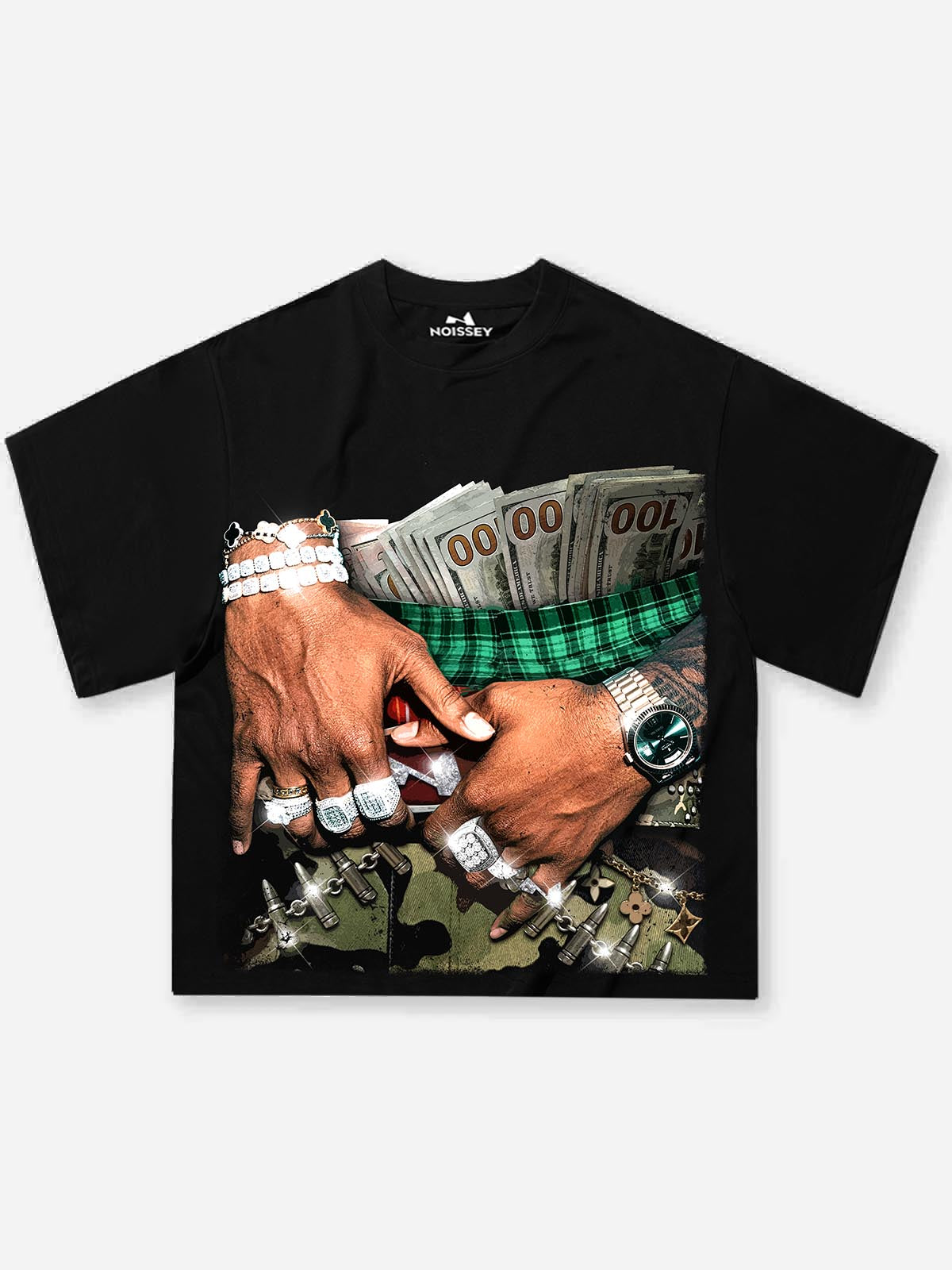 "Baggy Camo & Money" Graphic Boxy Tee - Oversized Streetwear Statement T-Shirt