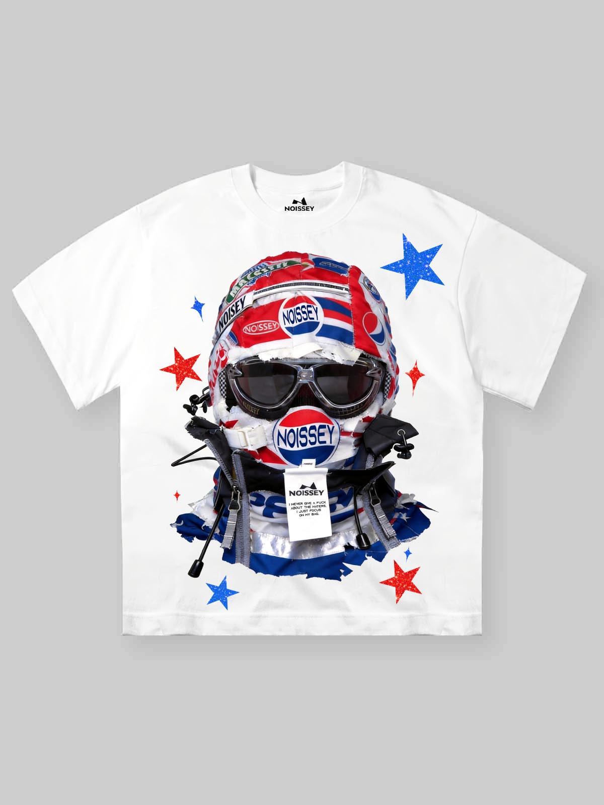 "STARLIGHT VOYAGER" RACING HELMET TEE – VINTAGE WHITE OVERSIZED STREETWEAR
