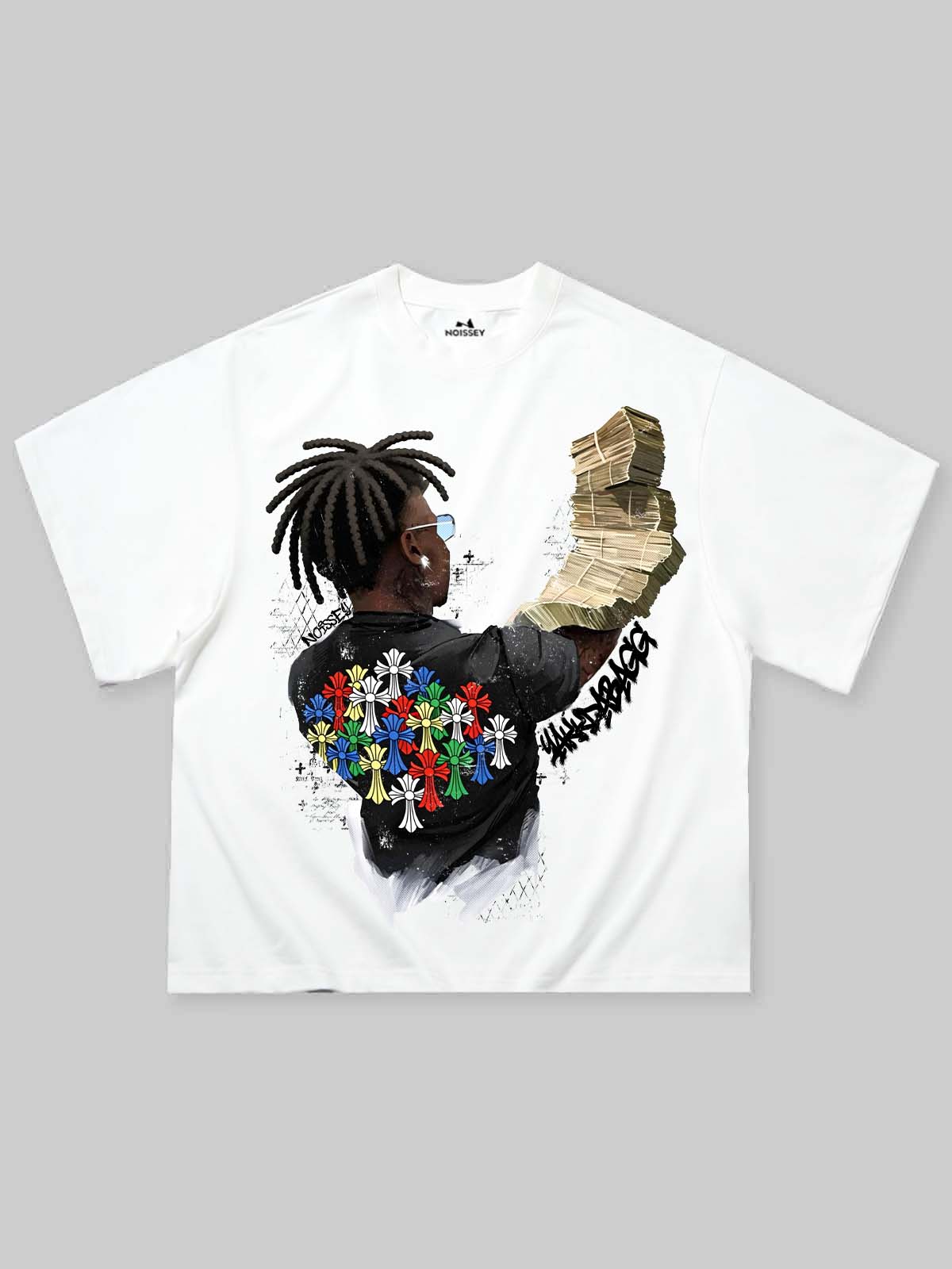 NOISSEY MONEY STACK ART - MULTICOLOR CROSS BOXY TEE