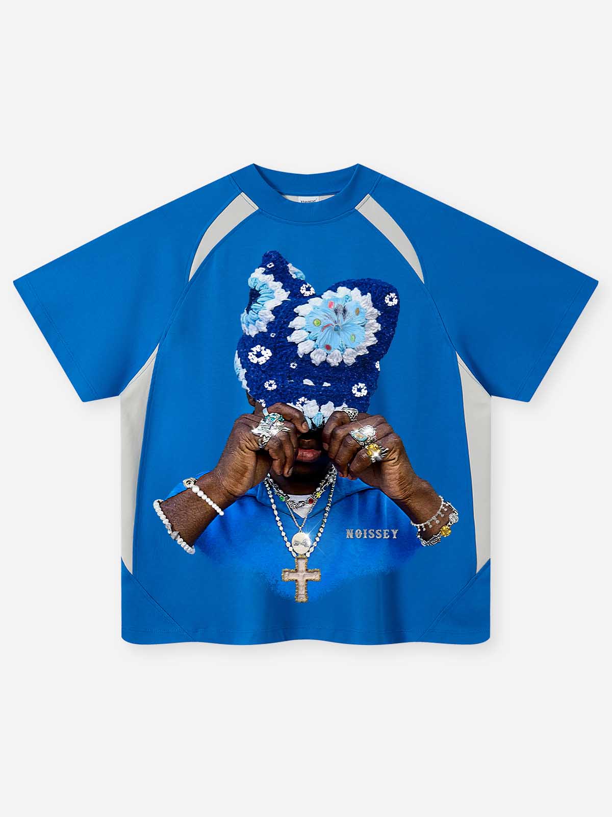 "SAPPHIRE KNIT" PORTRAIT TEE – ELECTRIC BLUE RAGLAN STREETWEAR