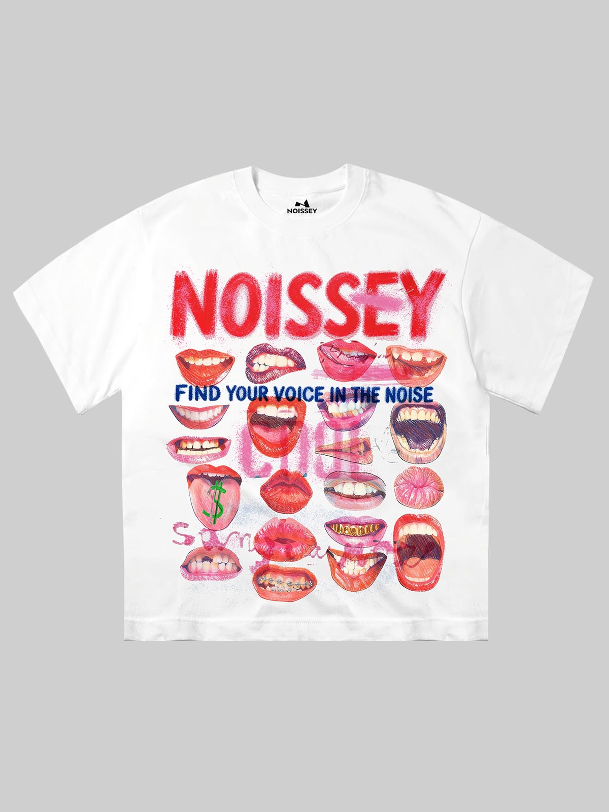 NOISSEY "Find Your Voice" Multi-Lip Pop Art T-Shirt - Graffiti Grillz & Expression Streetwear Tee