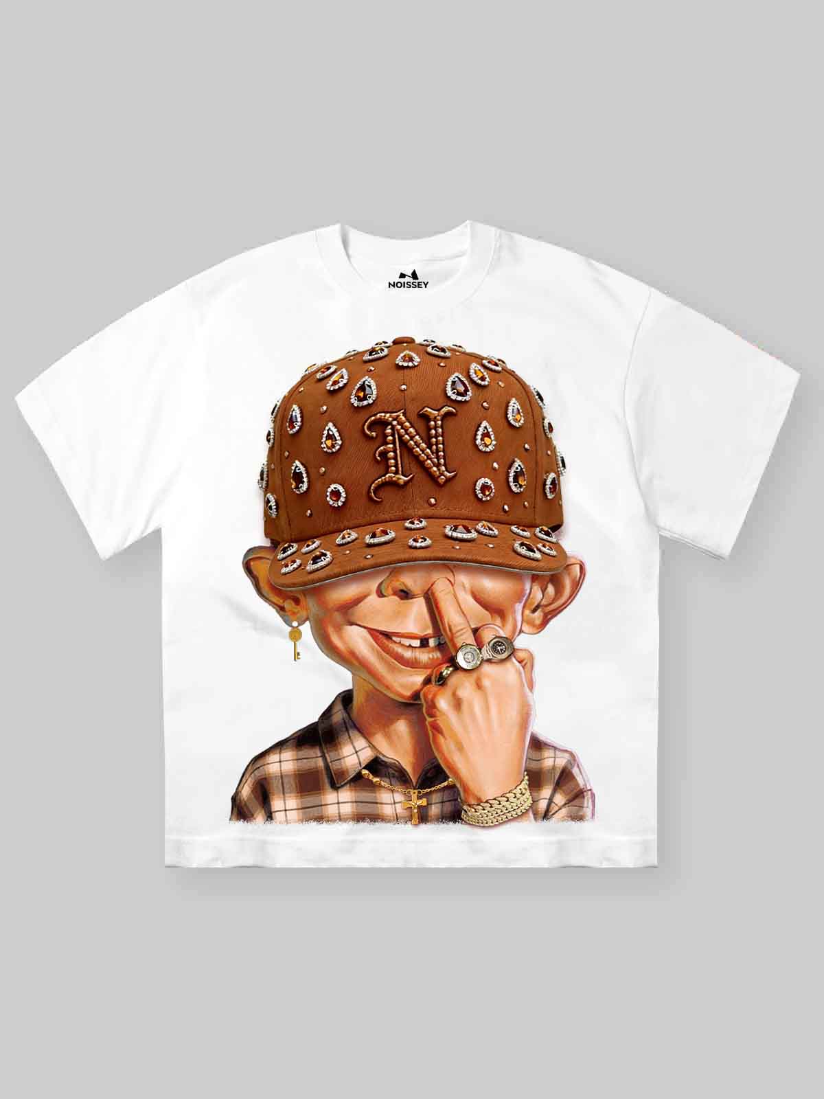 NOISSEY "Diamond Rebel" Graphic Tee - Vintage Brown Bad Boy Art Print T-Shirt