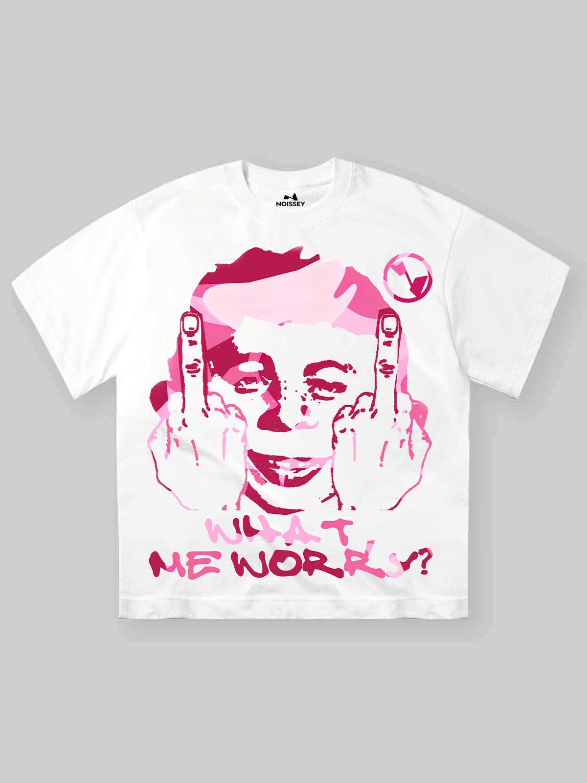 NOISSEY "What Me Worry?" Pink Camo Pop Art T-Shirt - Bad Boy Rebellion Streetwear Tee